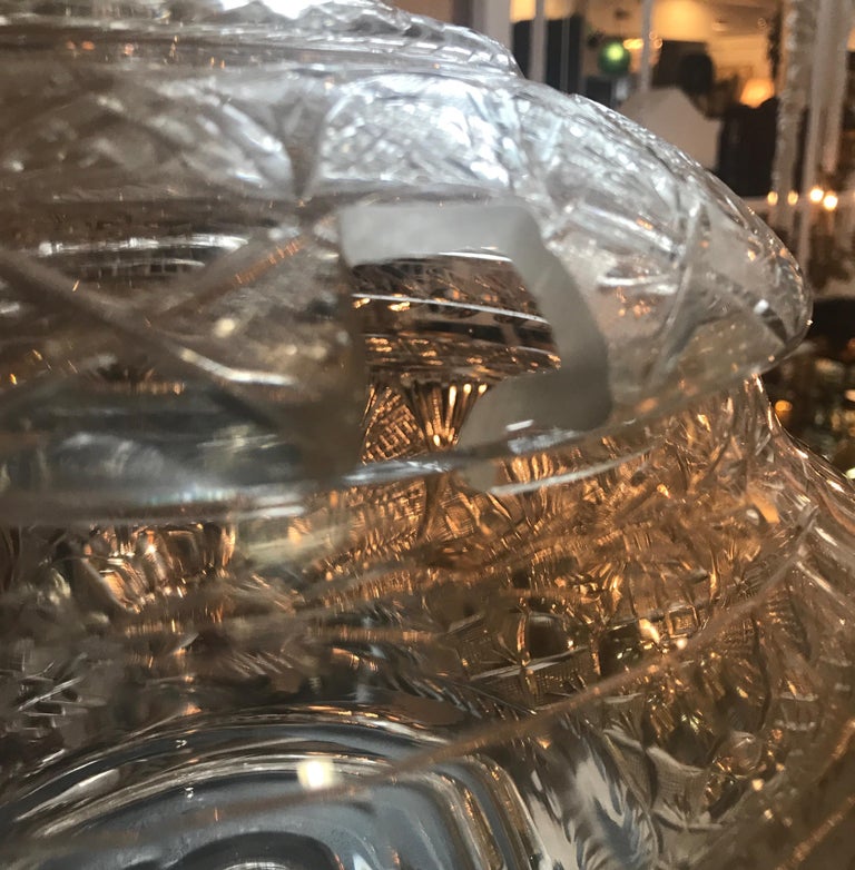 Austrian 19th Century Cut Glass Punch Bowl with Lid For Sale at 1stDibs