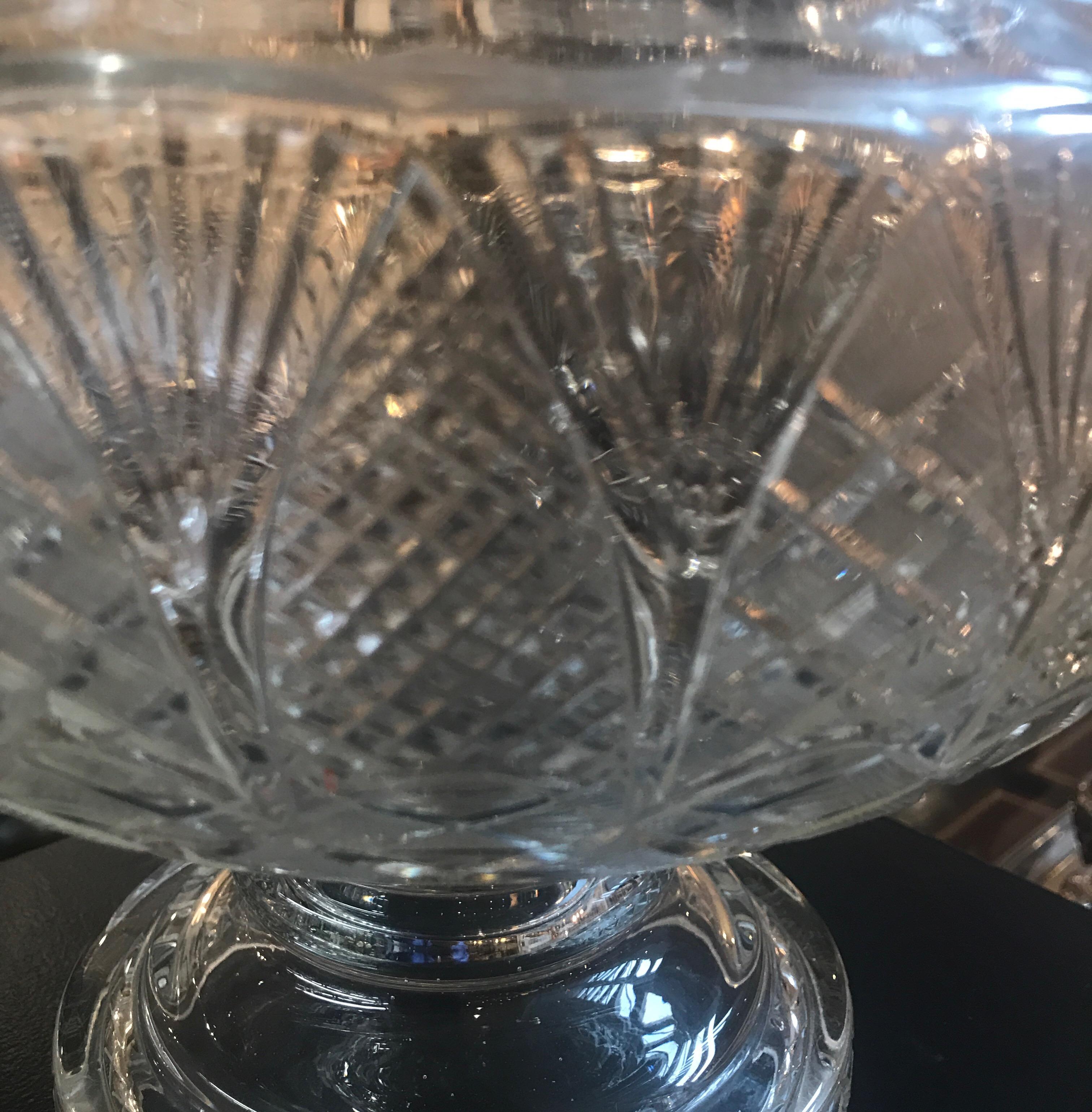 Blown Glass Austrian 19th Century Cut Glass Punch Bowl with Lid