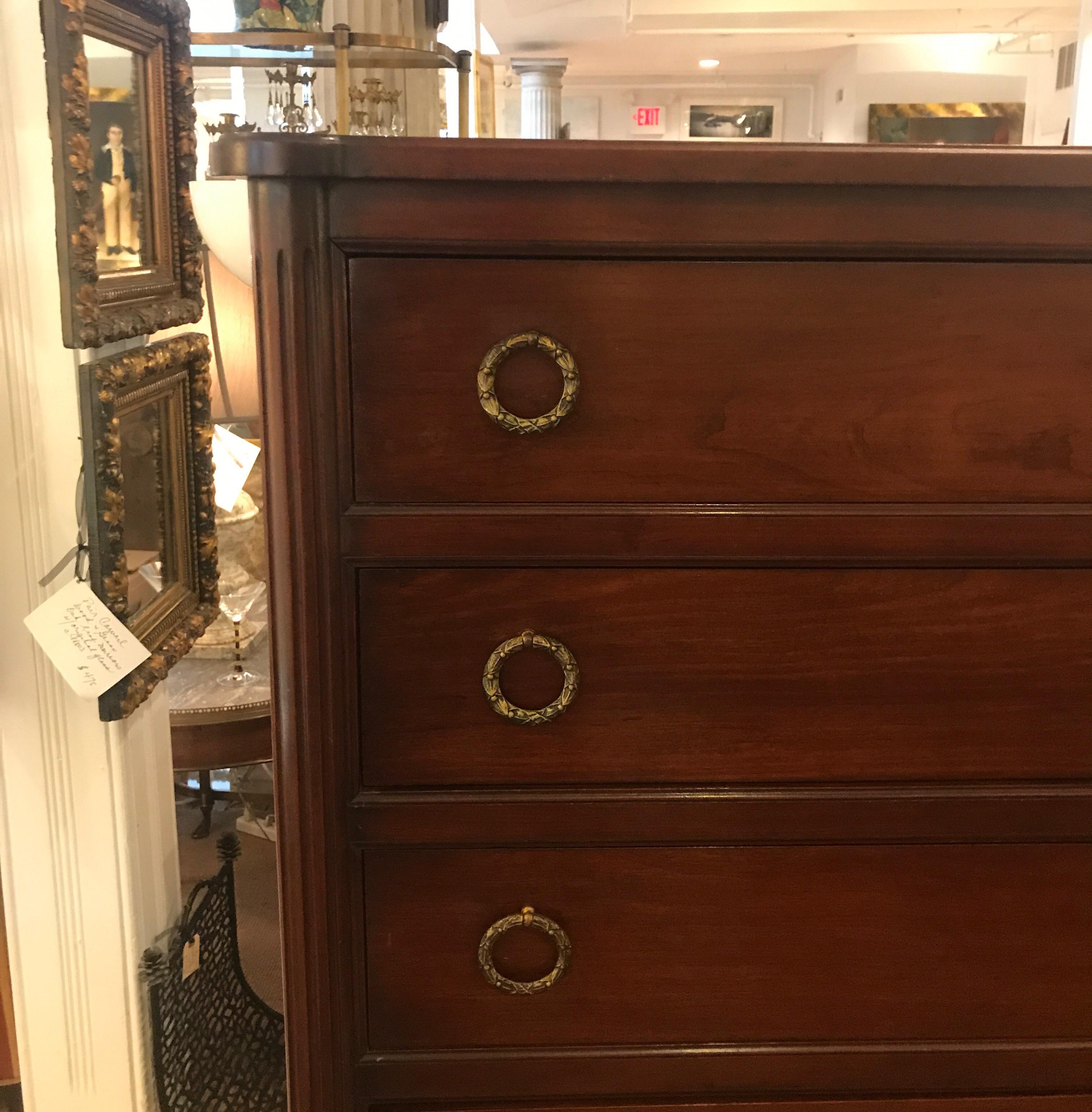 American Louis XVI Style Walnut Tall Chest of Drawers