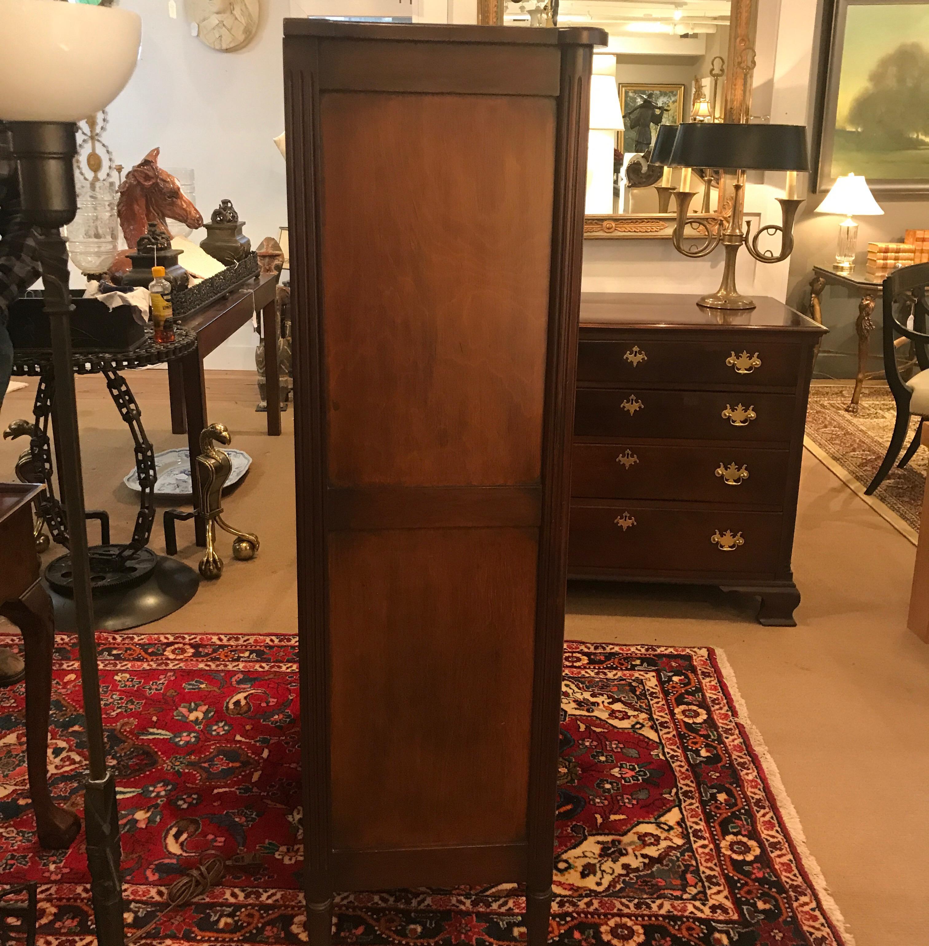 Louis XVI Style Walnut Tall Chest of Drawers In Good Condition In Lambertville, NJ