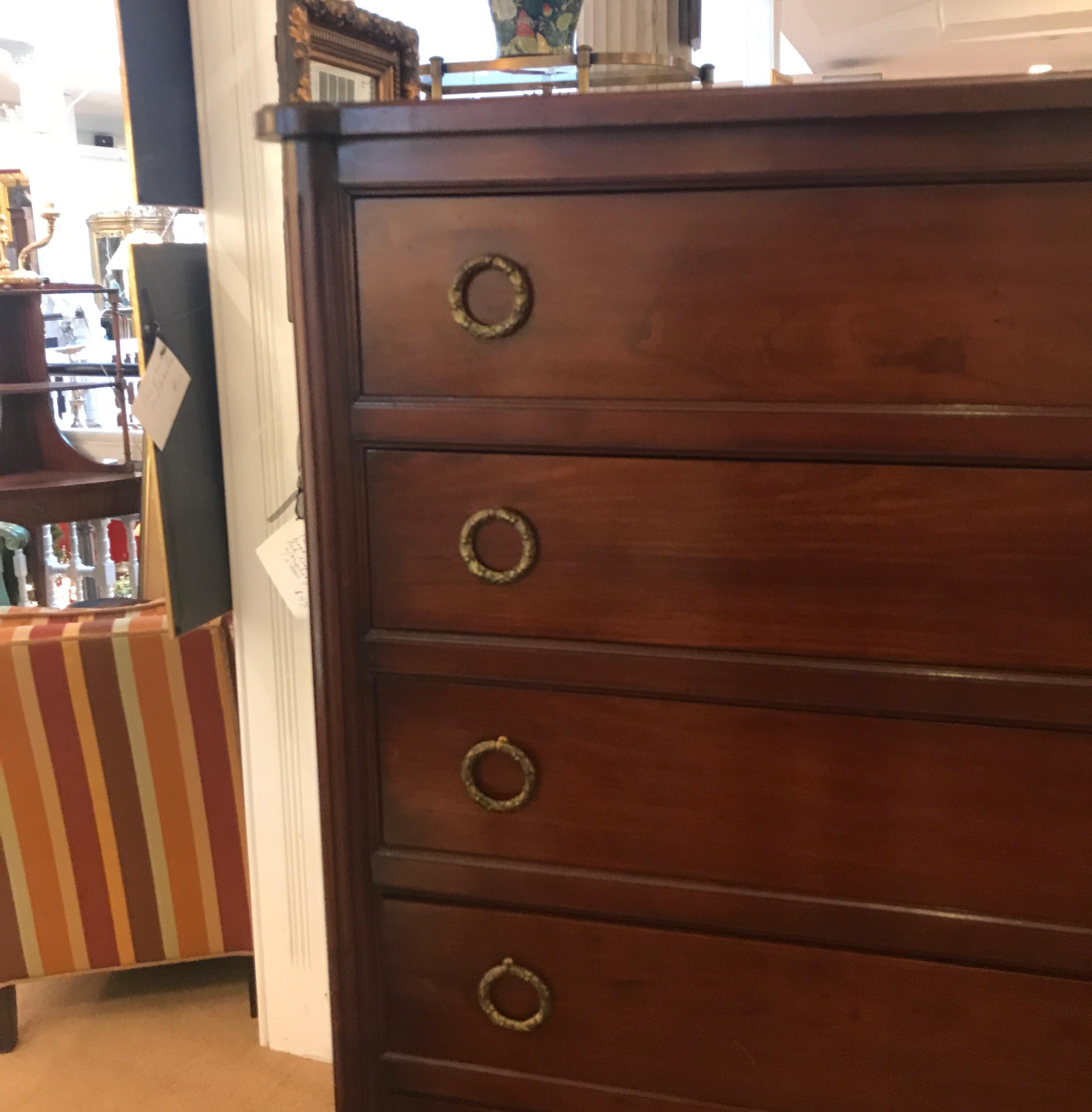 Louis XVI Style Walnut Tall Chest of Drawers 3