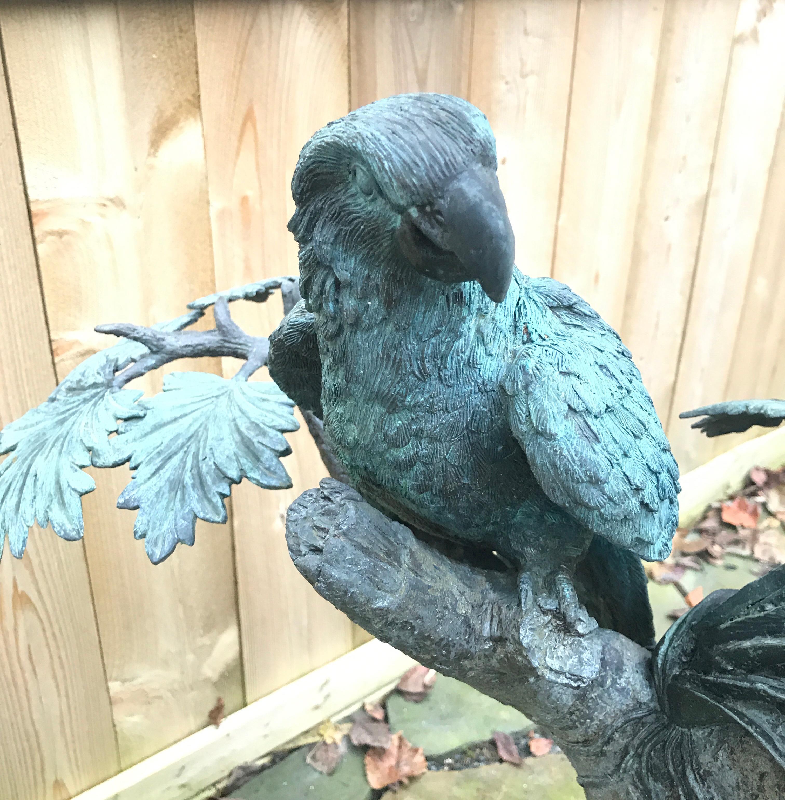 Large Garden Bronze Sculpture of Parrots In Good Condition In Lambertville, NJ