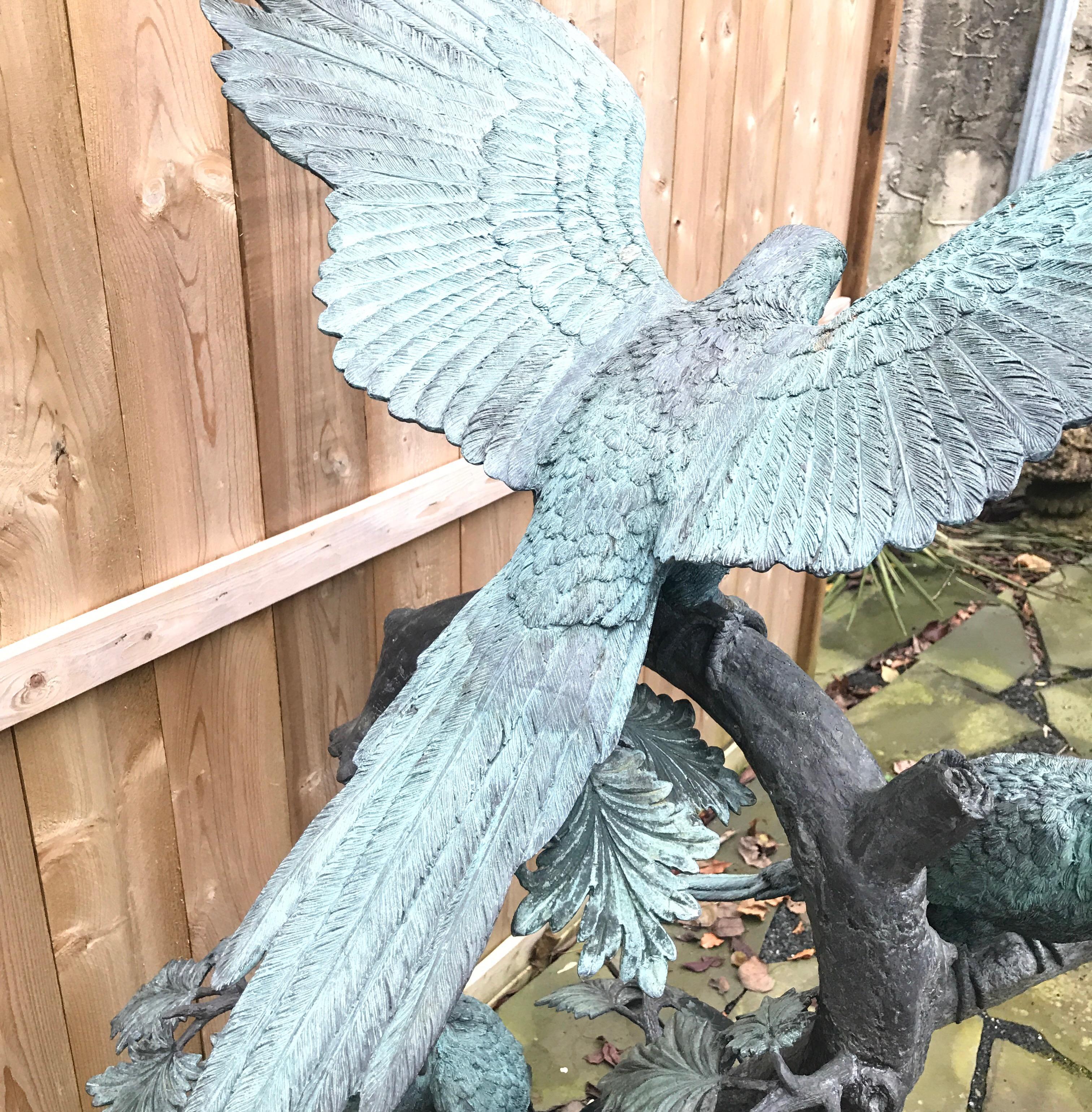 Large Garden Bronze Sculpture of Parrots 1