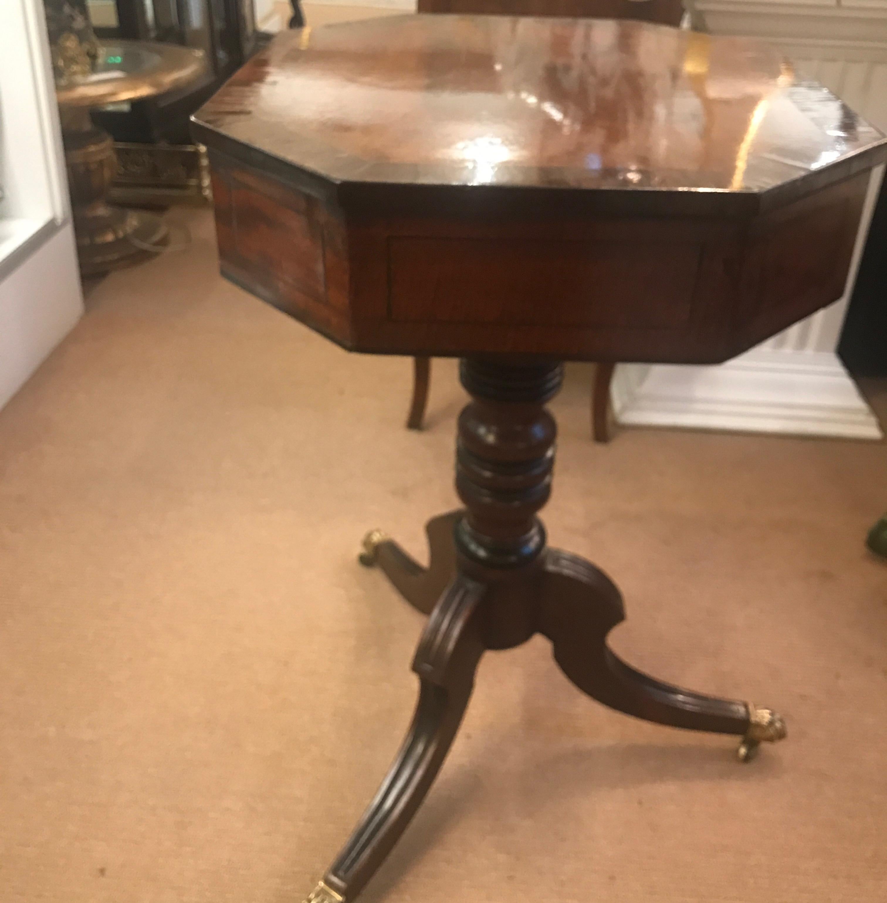 Early 19th Century Antique English Regency Mahogany Octagonal Accent Table