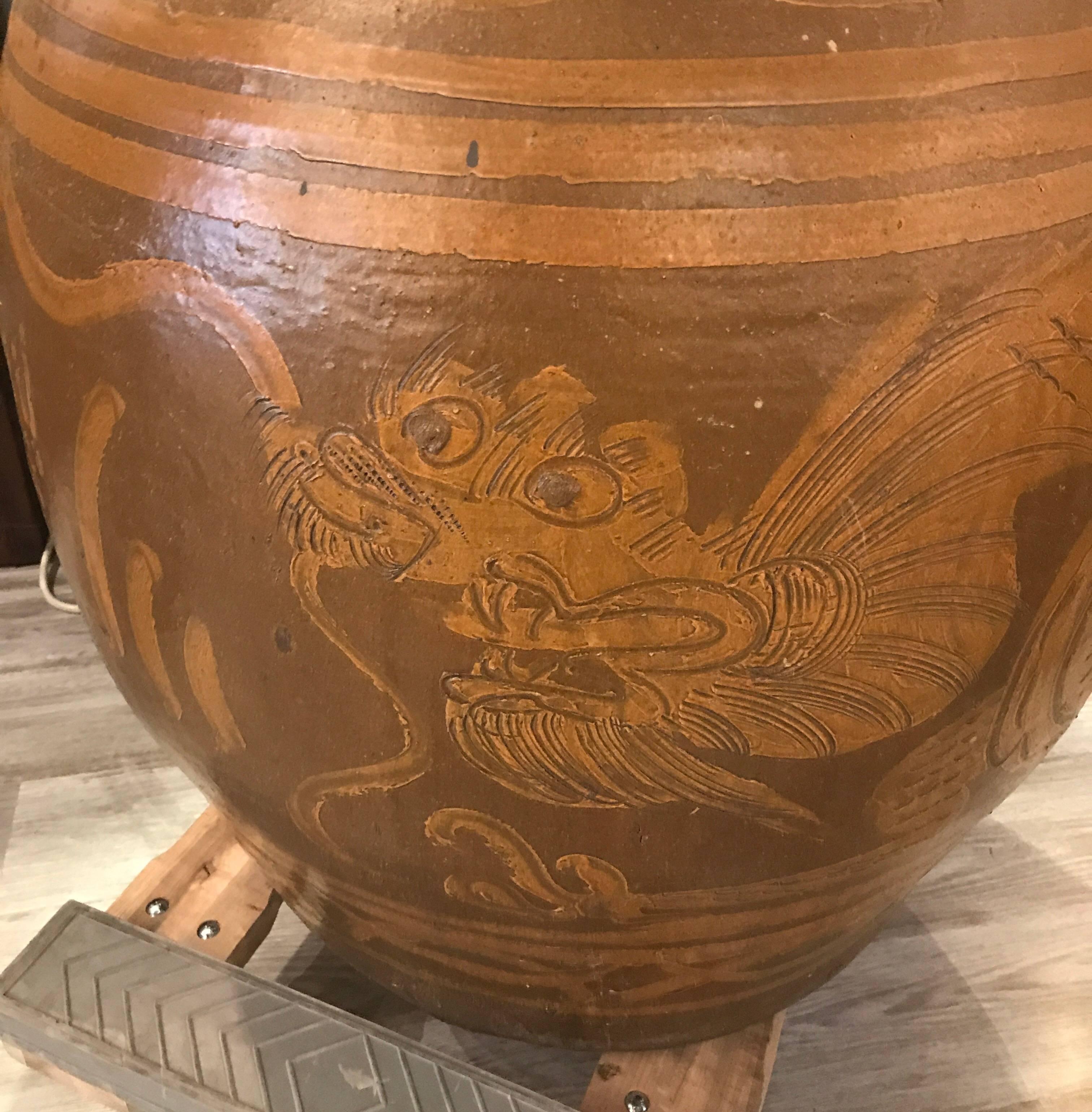 Very Large Pair of Thai Floor Urns In Excellent Condition In Lambertville, NJ
