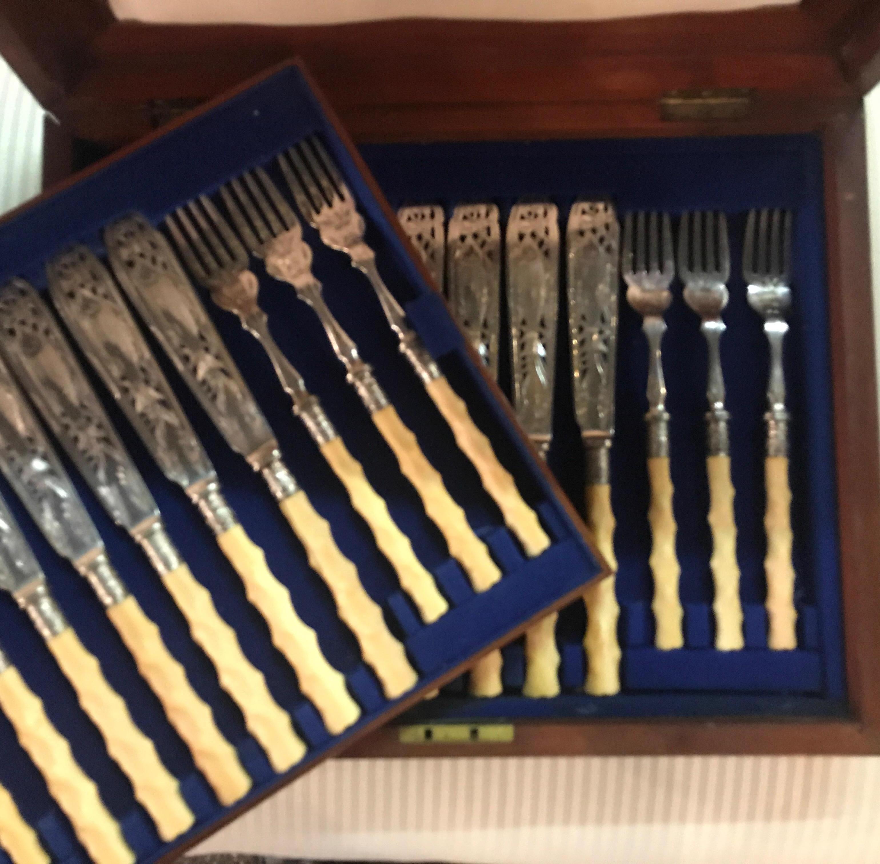 19th Century English Fish Set by Mappin & Webb, London 1