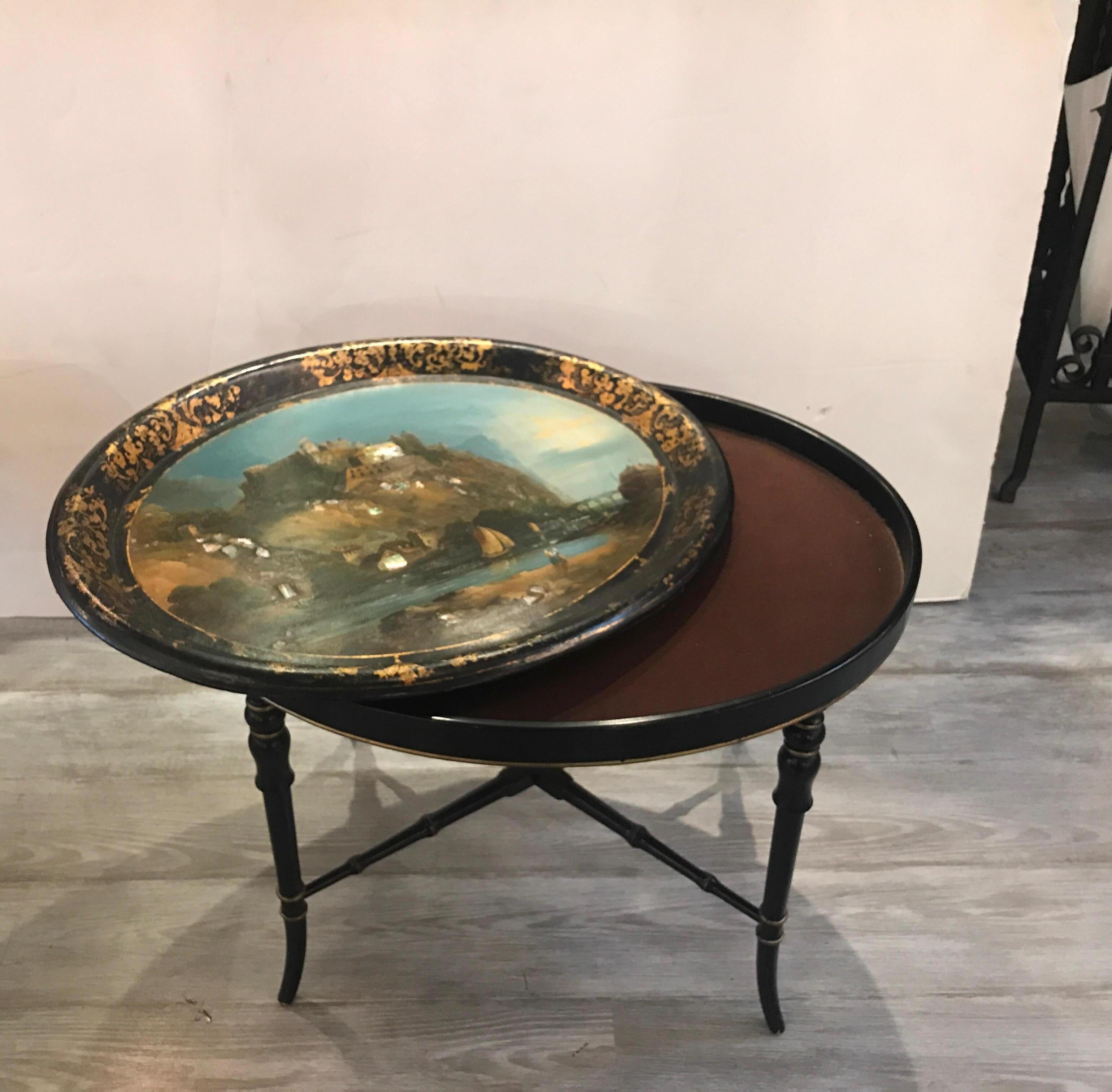 Antique English Regency Tray Top Table In Good Condition In Lambertville, NJ