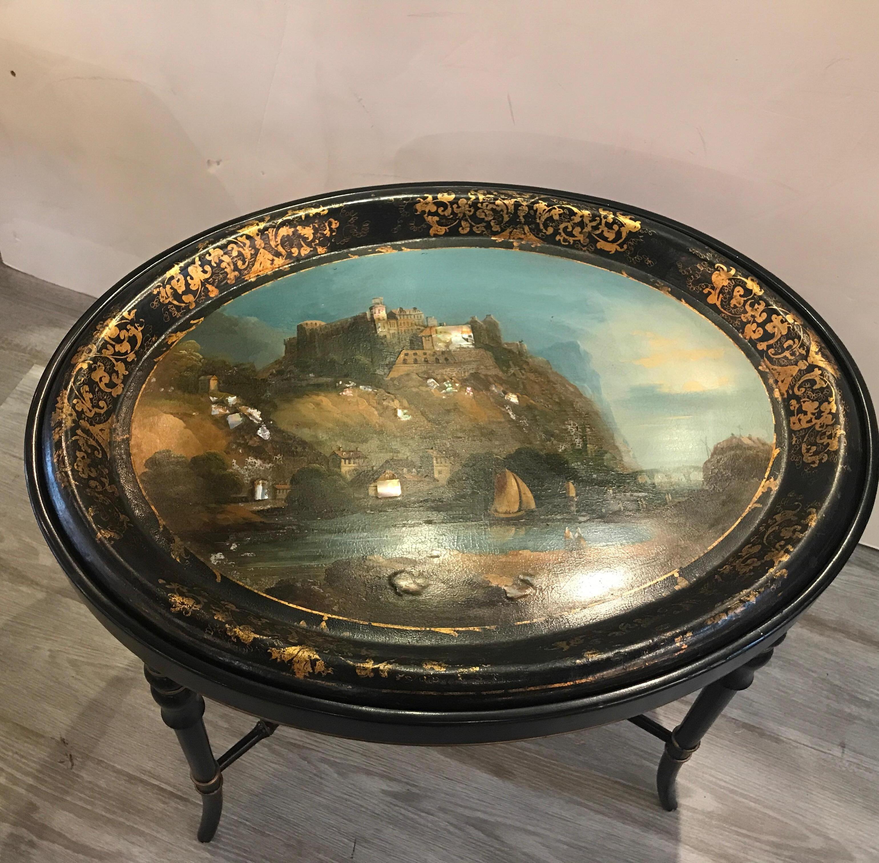 19th Century Antique English Regency Tray Top Table