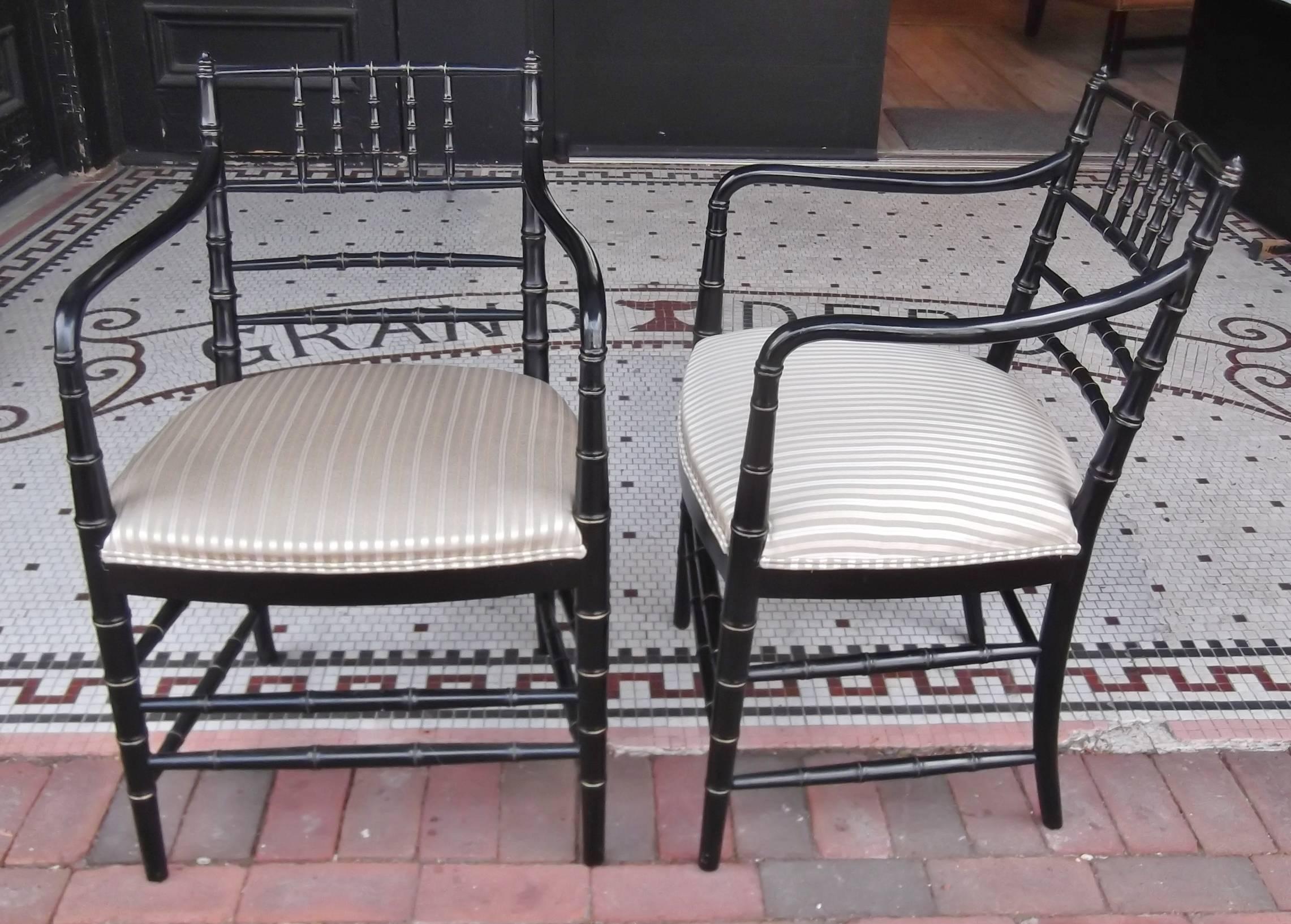 Pair of Ebonized Regency Style Armchairs 1