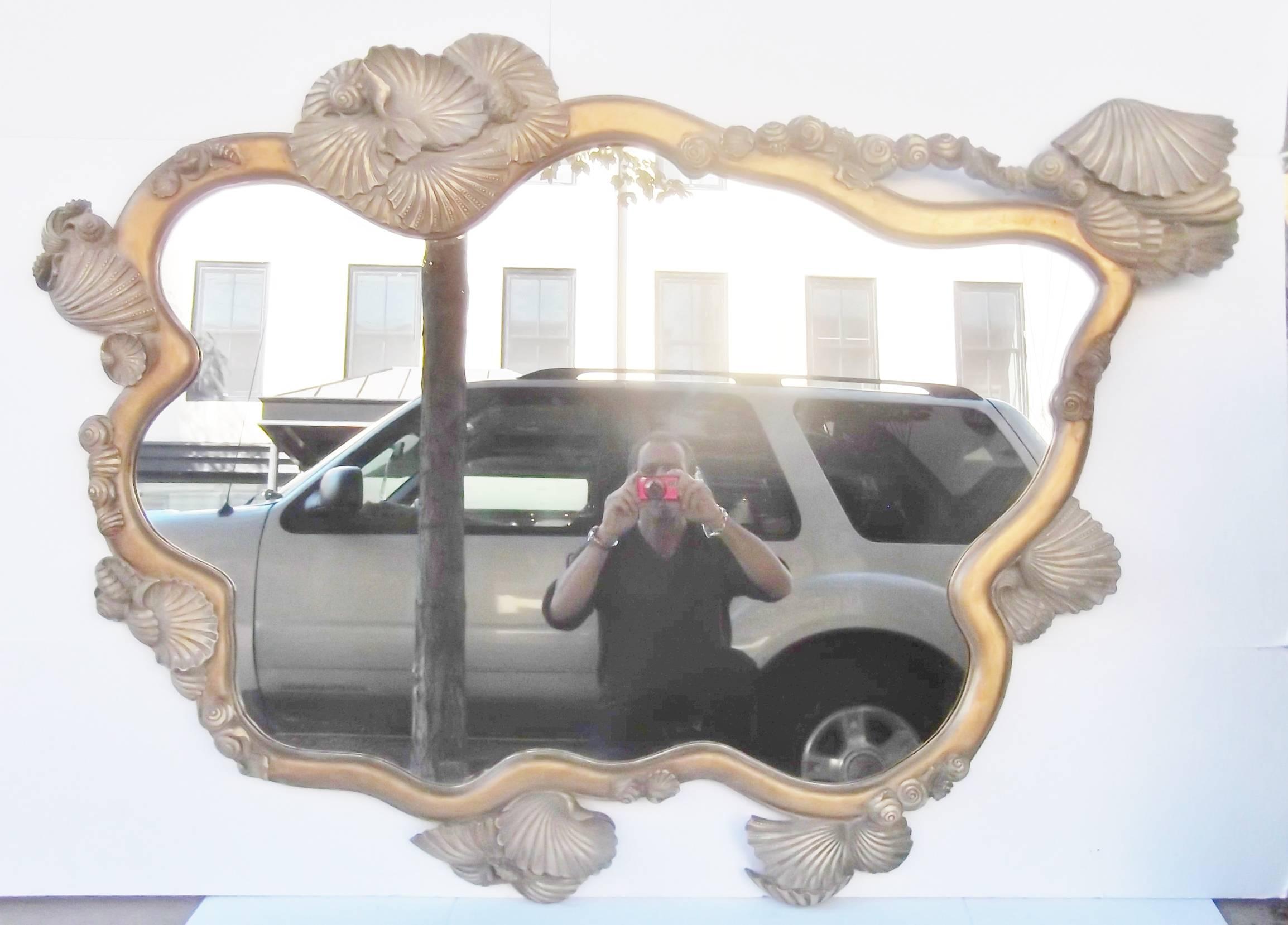 20th Century Unusual Organic Shaped Shell Mirror