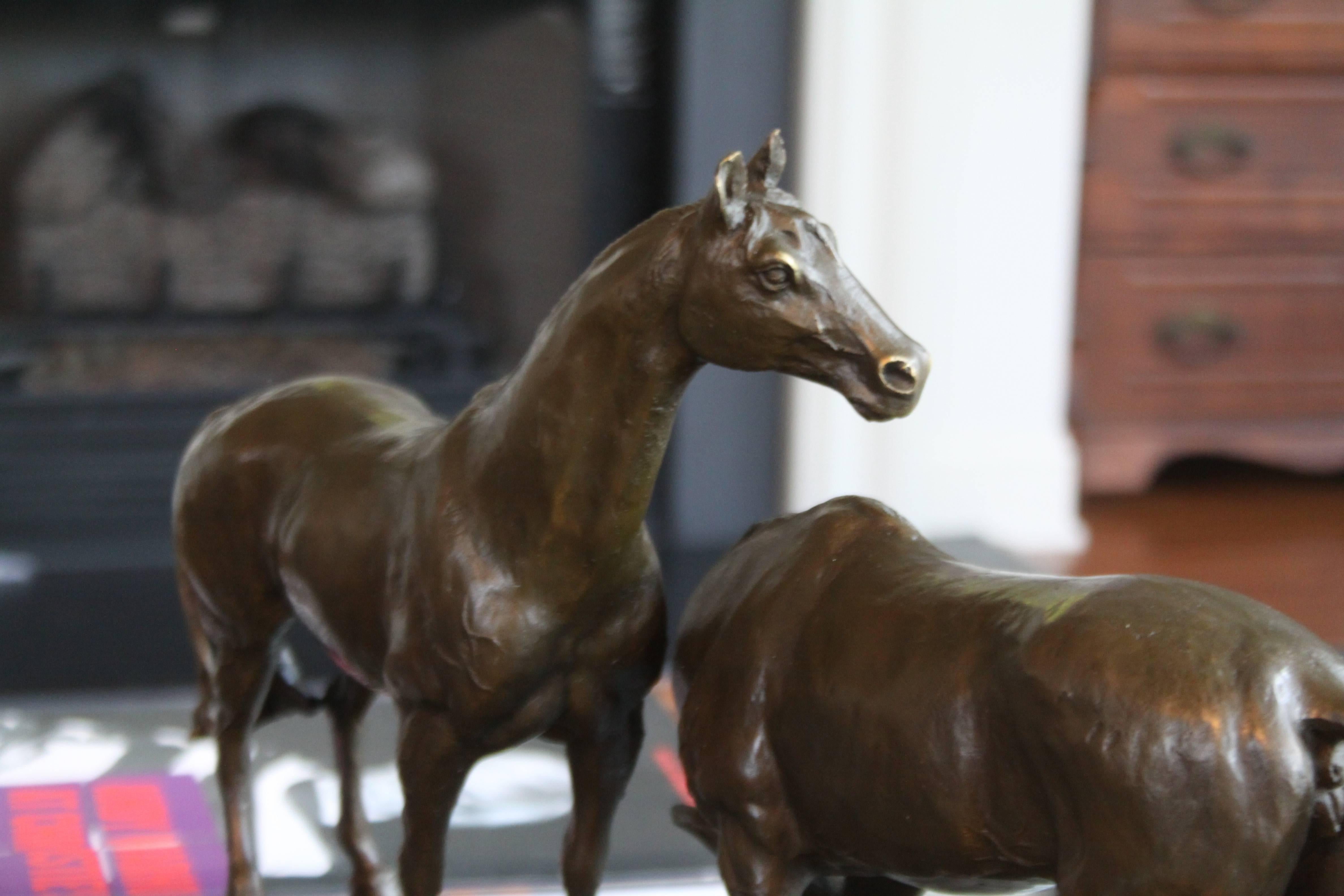 20th Century Bronze Equestrian Group by Louis Carvin