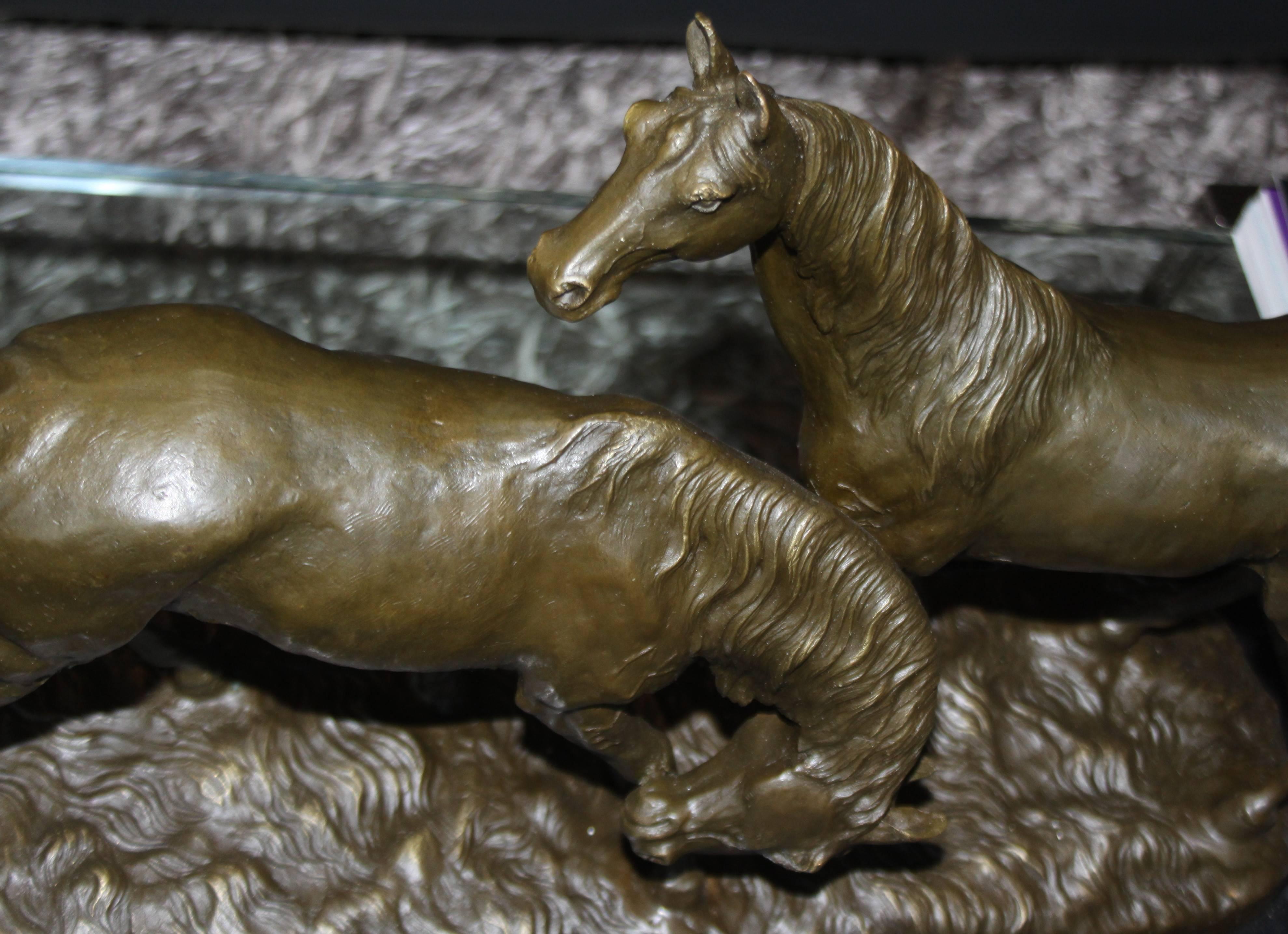 Bronze Equestrian Group by Louis Carvin In Good Condition In Lambertville, NJ