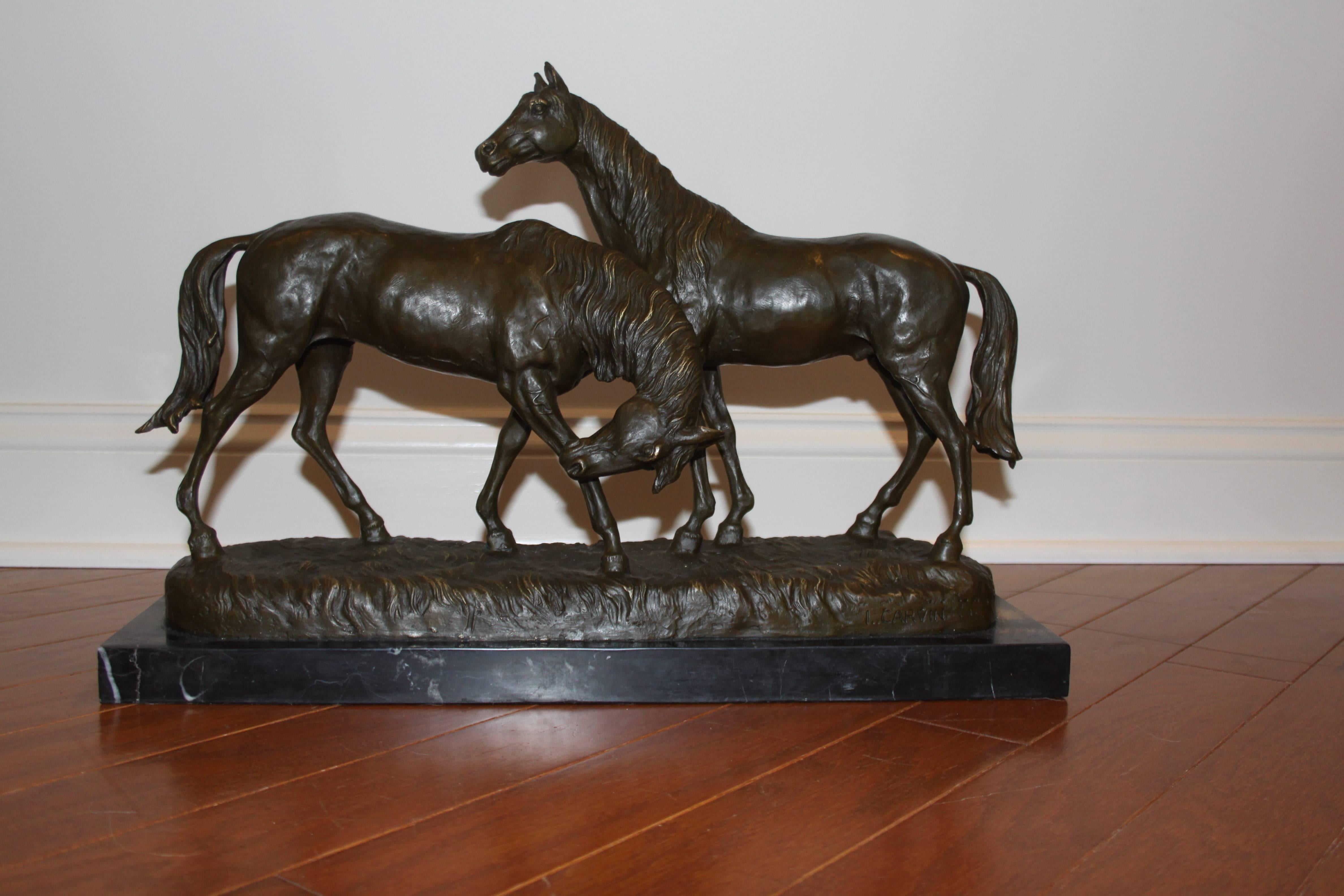 Bronze Equestrian Group by Louis Carvin 3