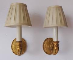 Pair of Gilt Bronze Single Dolphin Motif Sconces