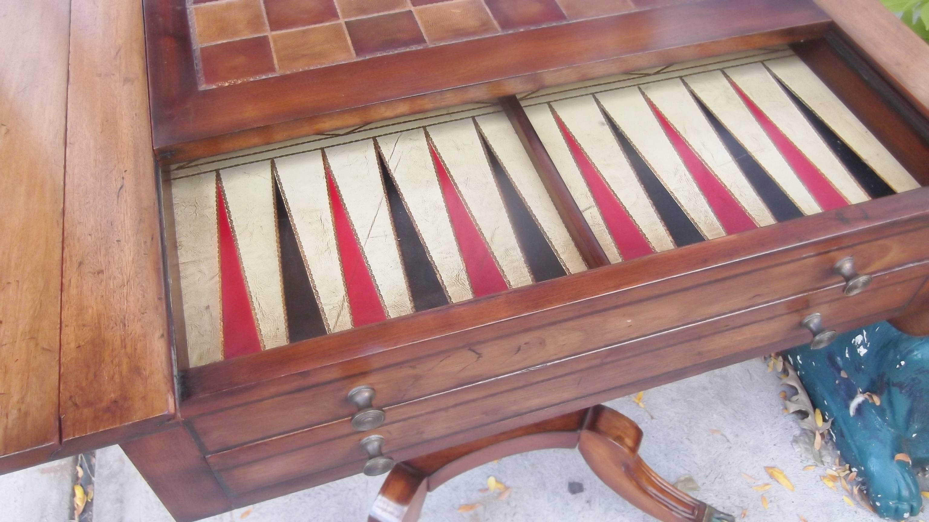 American Light and Dark Mahogany Chess Game Table