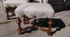 Pair of Jacobean Style Upholstered Benches