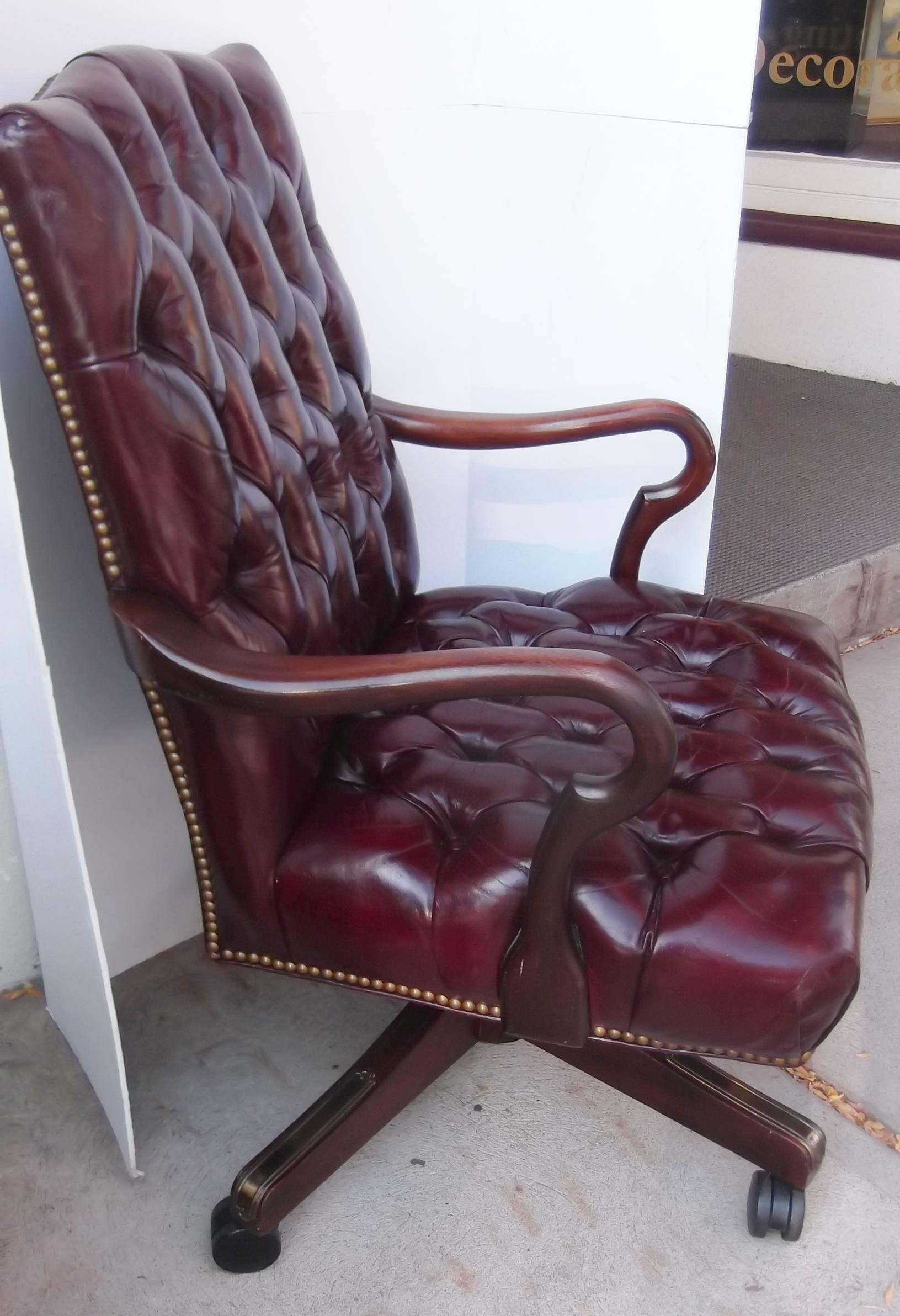 American Leather Tufted Executive Chair