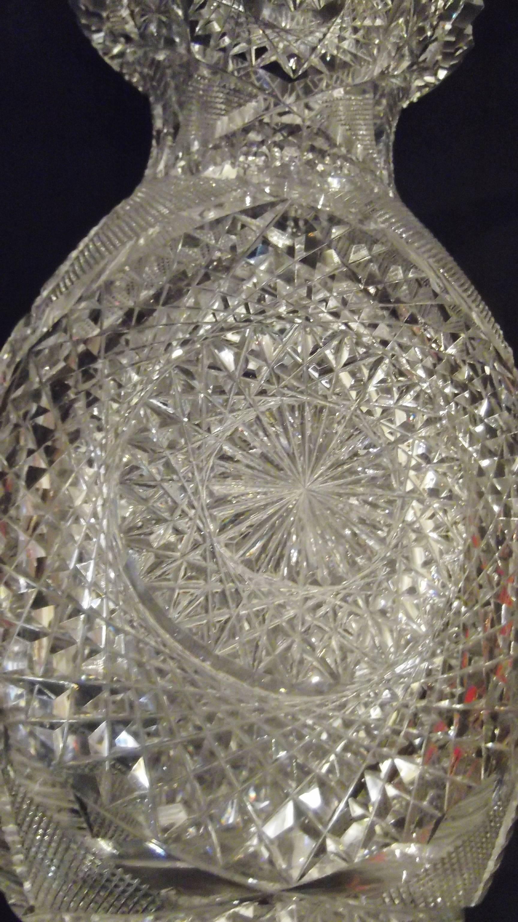 Hand-Crafted Large 19th Century American Cut Glass Vase