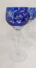 Set of Eight Bohemian Cobalt Cut to Clear Wine Glasses