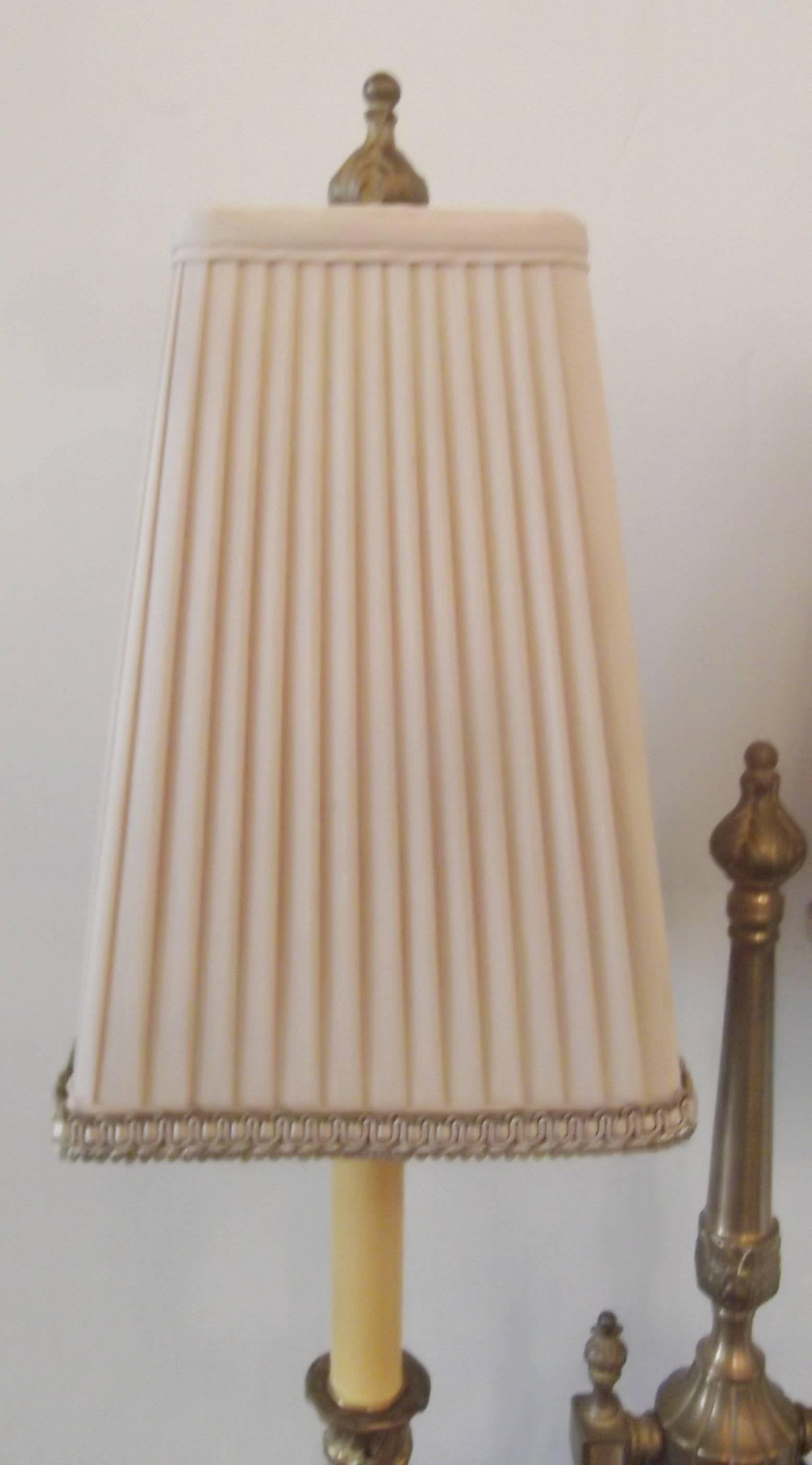 Marble and Cast Gilt Brass Double Light Lamp In Excellent Condition In Lambertville, NJ