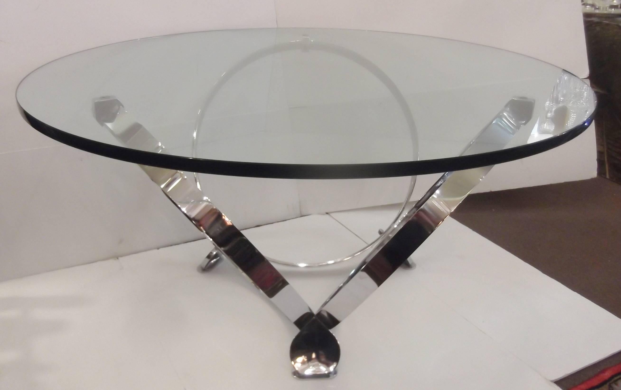Chrome Mid Century Knut Hesterberg thee ring chrome coffee table