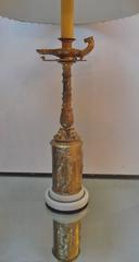 Pair of French Gilt Bronze and Marble Lamps