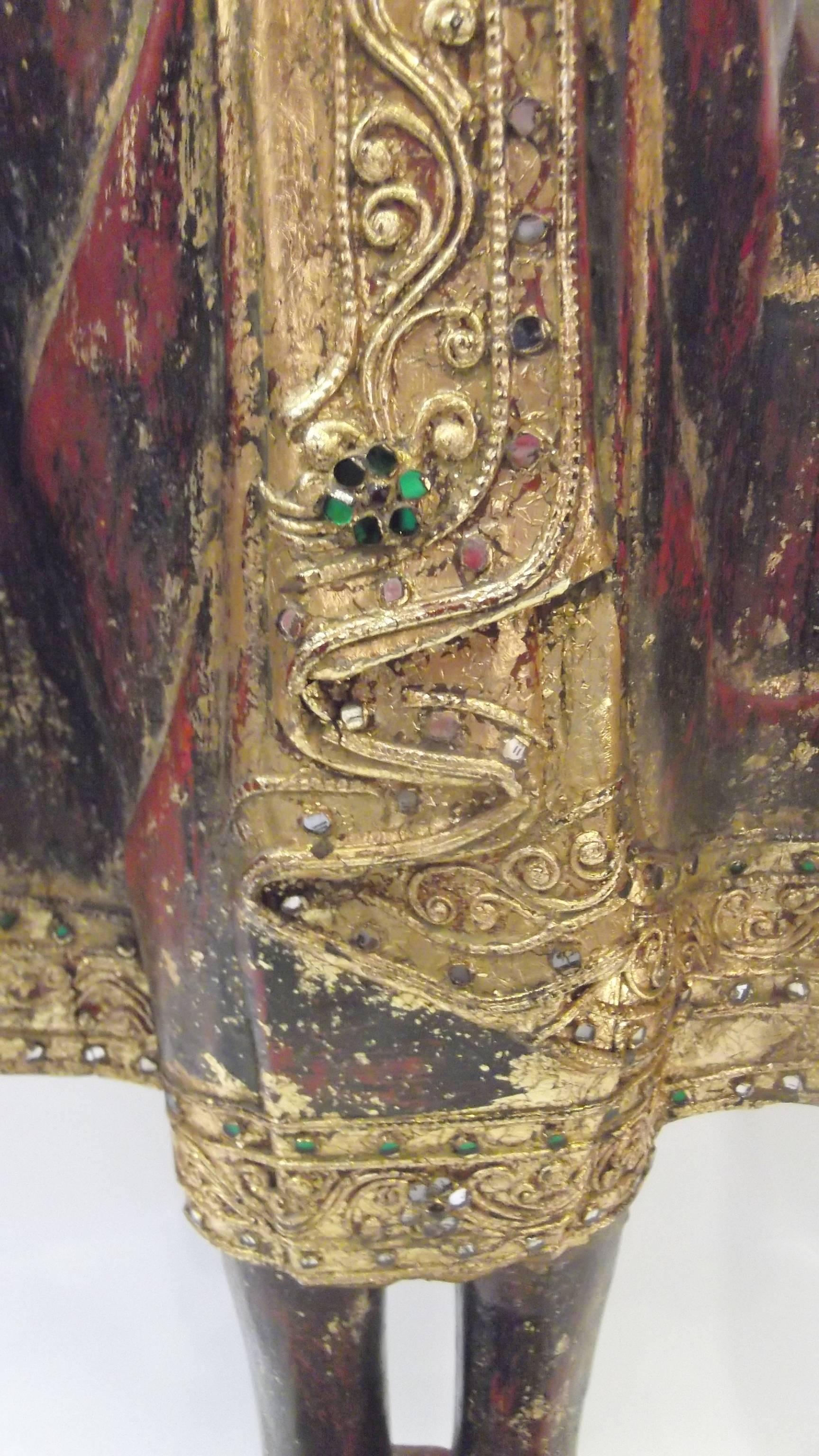Burmese Standing Gilt and Jeweled Buddha 3