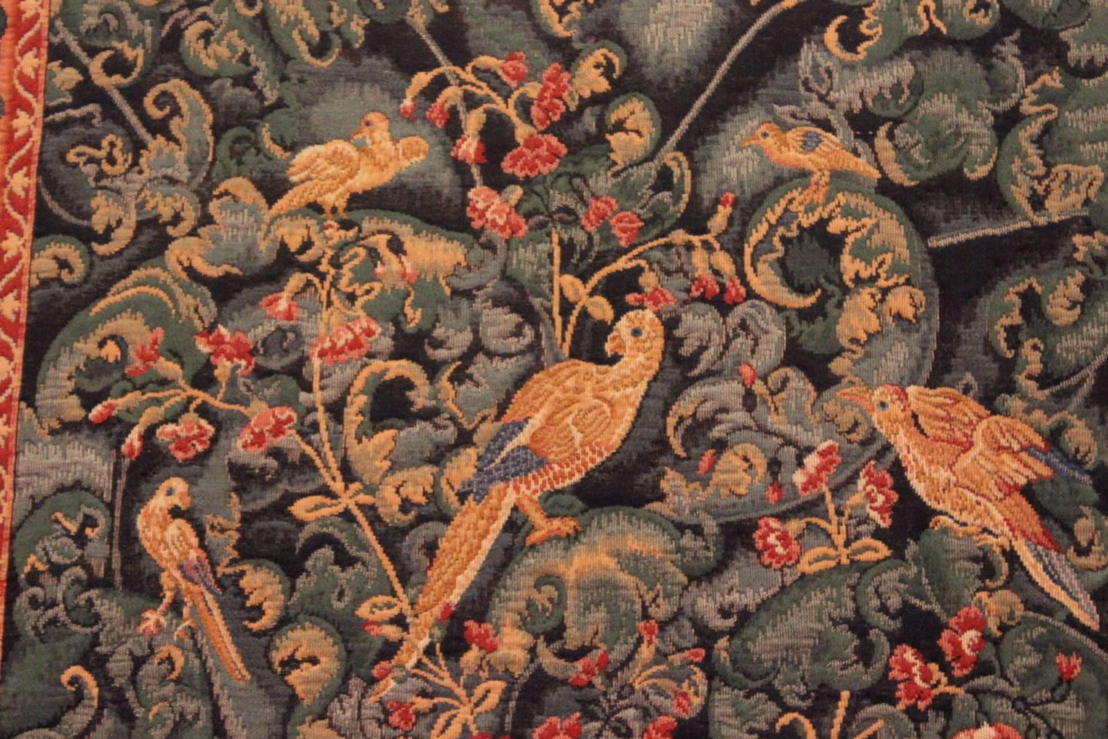 20th Century Vibrant French Tapestry Wall Hanging Verdure Audenarde