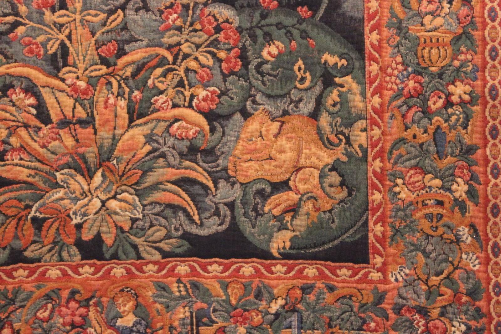 Vibrant French Tapestry Wall Hanging Verdure Audenarde 1