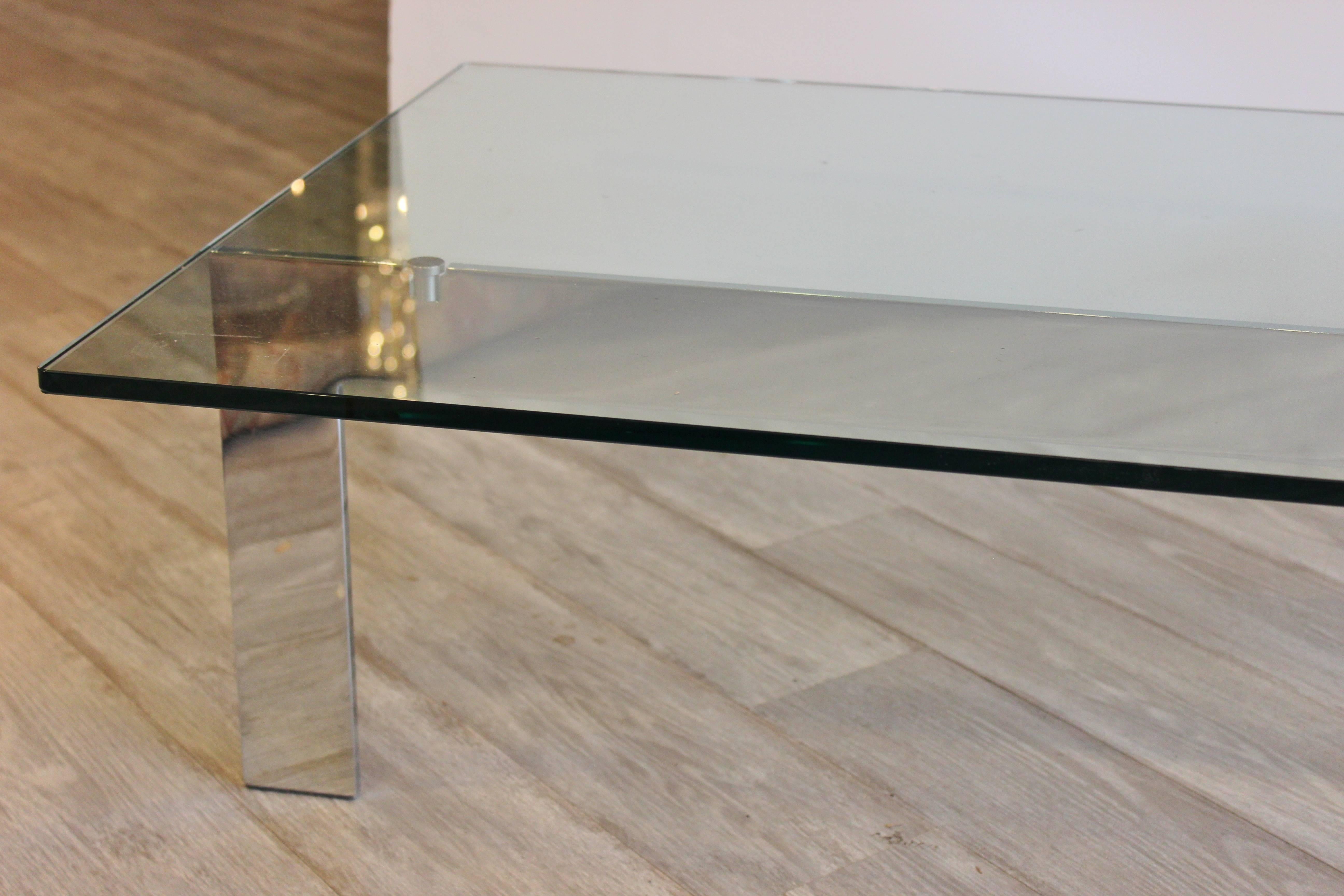 20th Century Mid-Century Italian Design Asymmetrical Chrome and Glass Cocktail Table