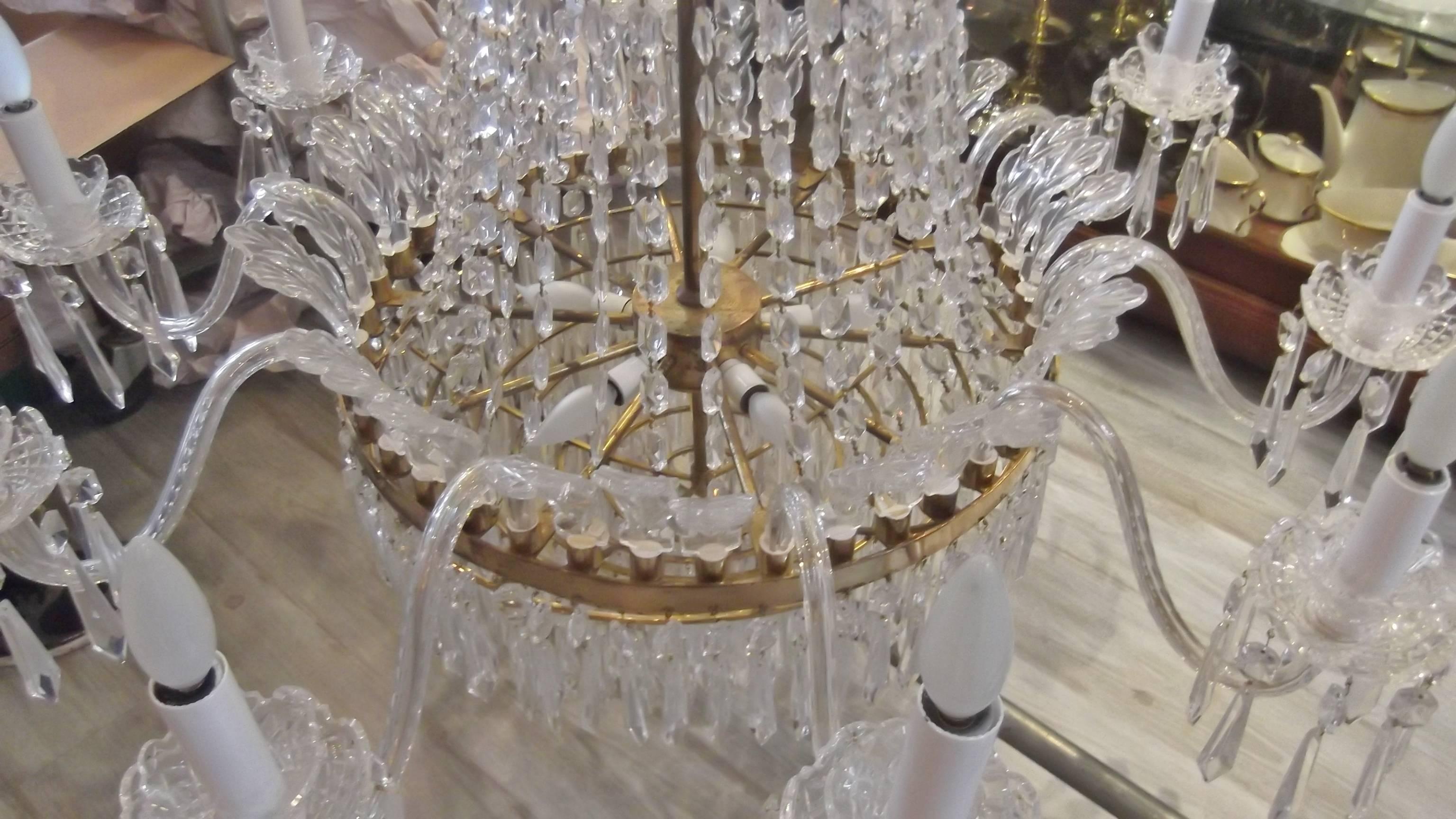 A Impressive Custom Waterford Crystal Chandelier, 65 inches long In Excellent Condition For Sale In Lambertville, NJ