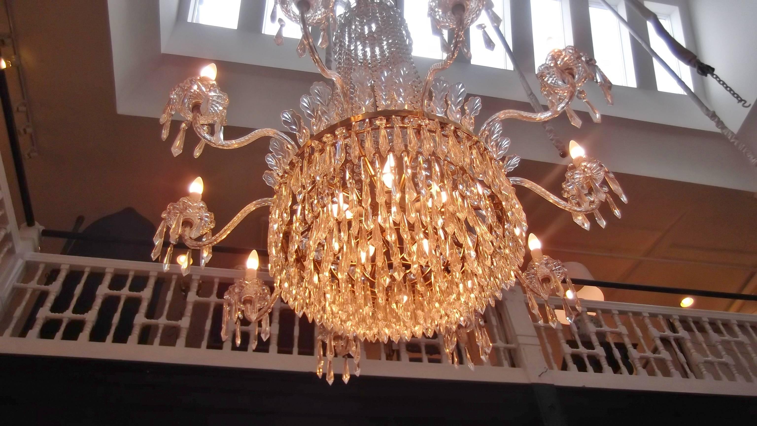 A Impressive Custom Waterford Crystal Chandelier, 65 inches long For Sale 4