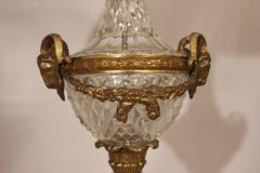 Pair of Crystal and Ormolu Urn Lamps with Custom Silk Shades