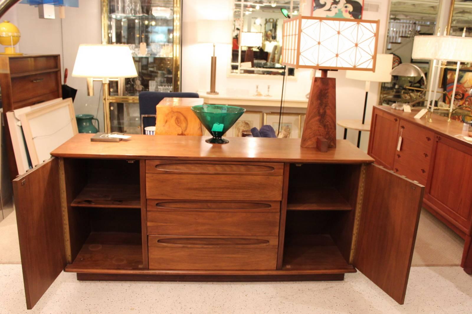 Mid-20th Century  American of Martinsville Mid-Century Walnut Credenza or Bar Cabinet