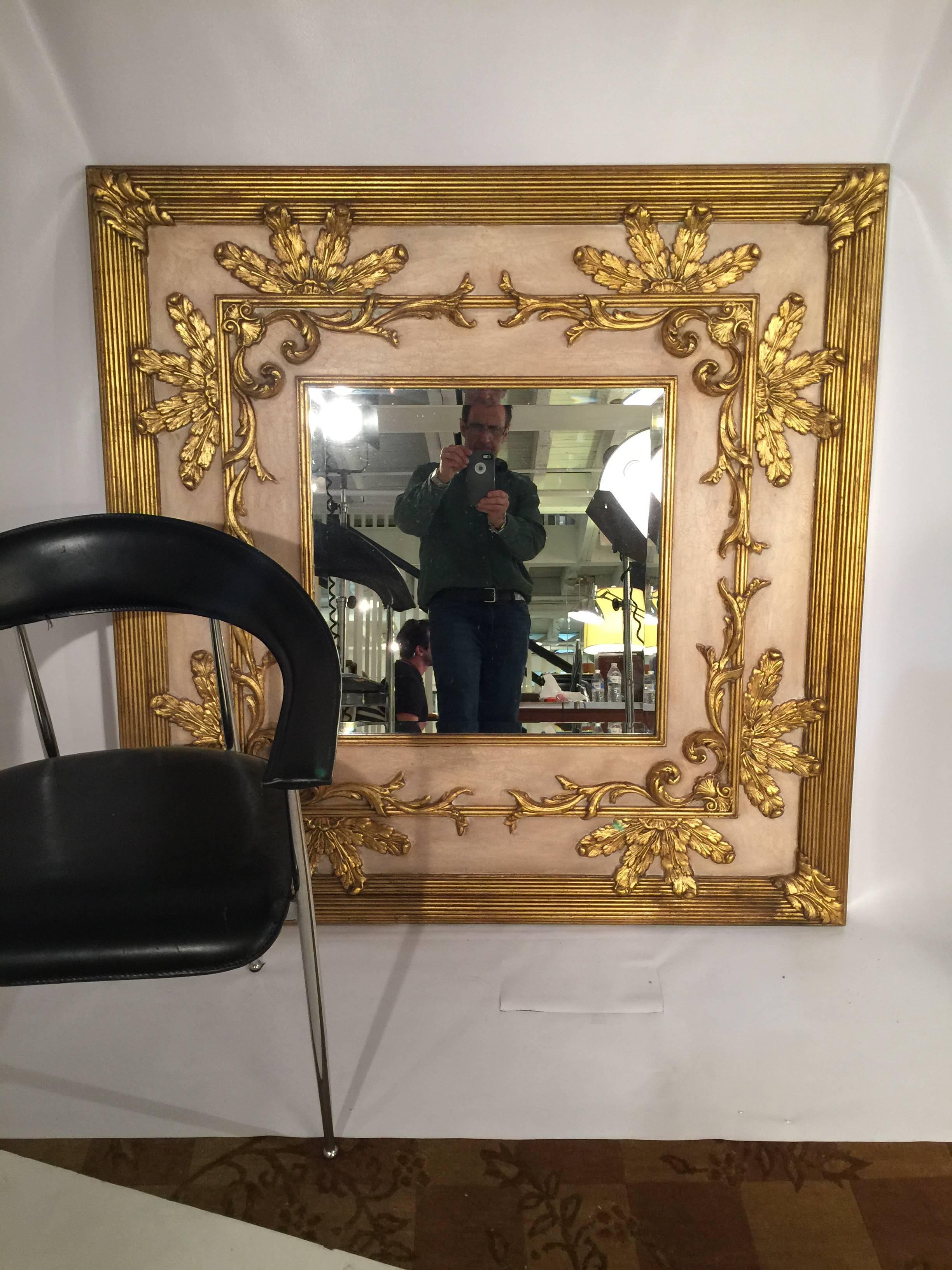 20th Century Large Square Friedman Brothers Gilt and Beveled Glass Mirror