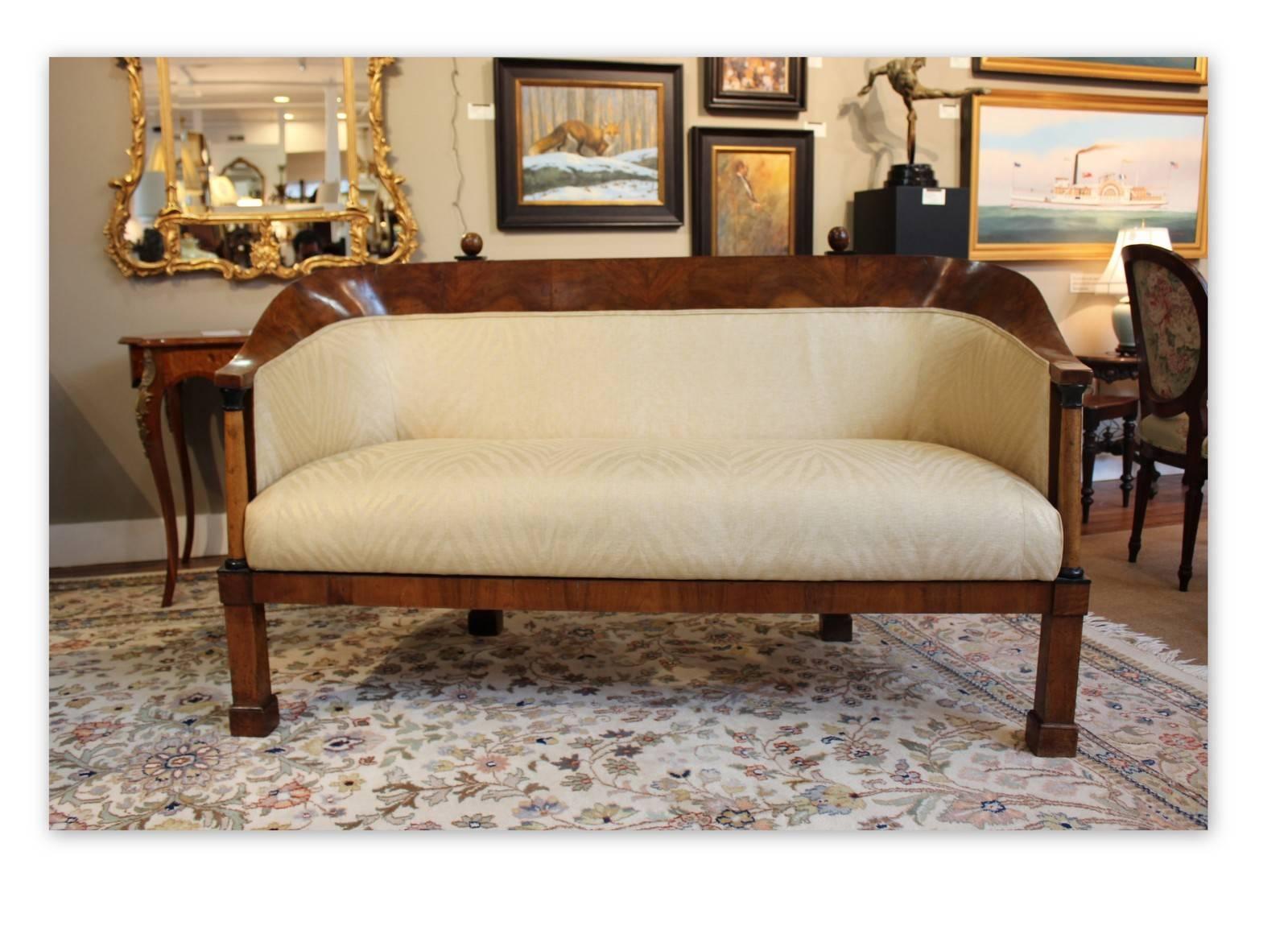 Austrian Biedermeier Upholstered Diminutive Neoclassic Sofa