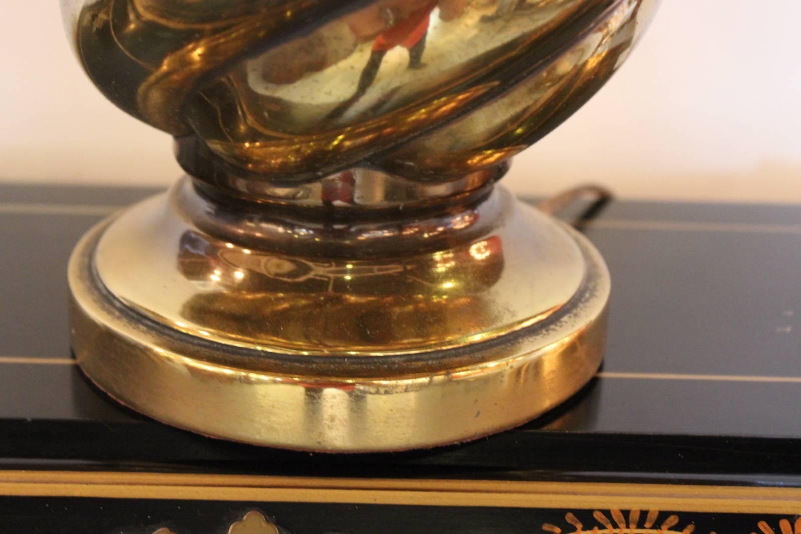 Italian Mid-Century Modern Swirled Brass Table Lamps