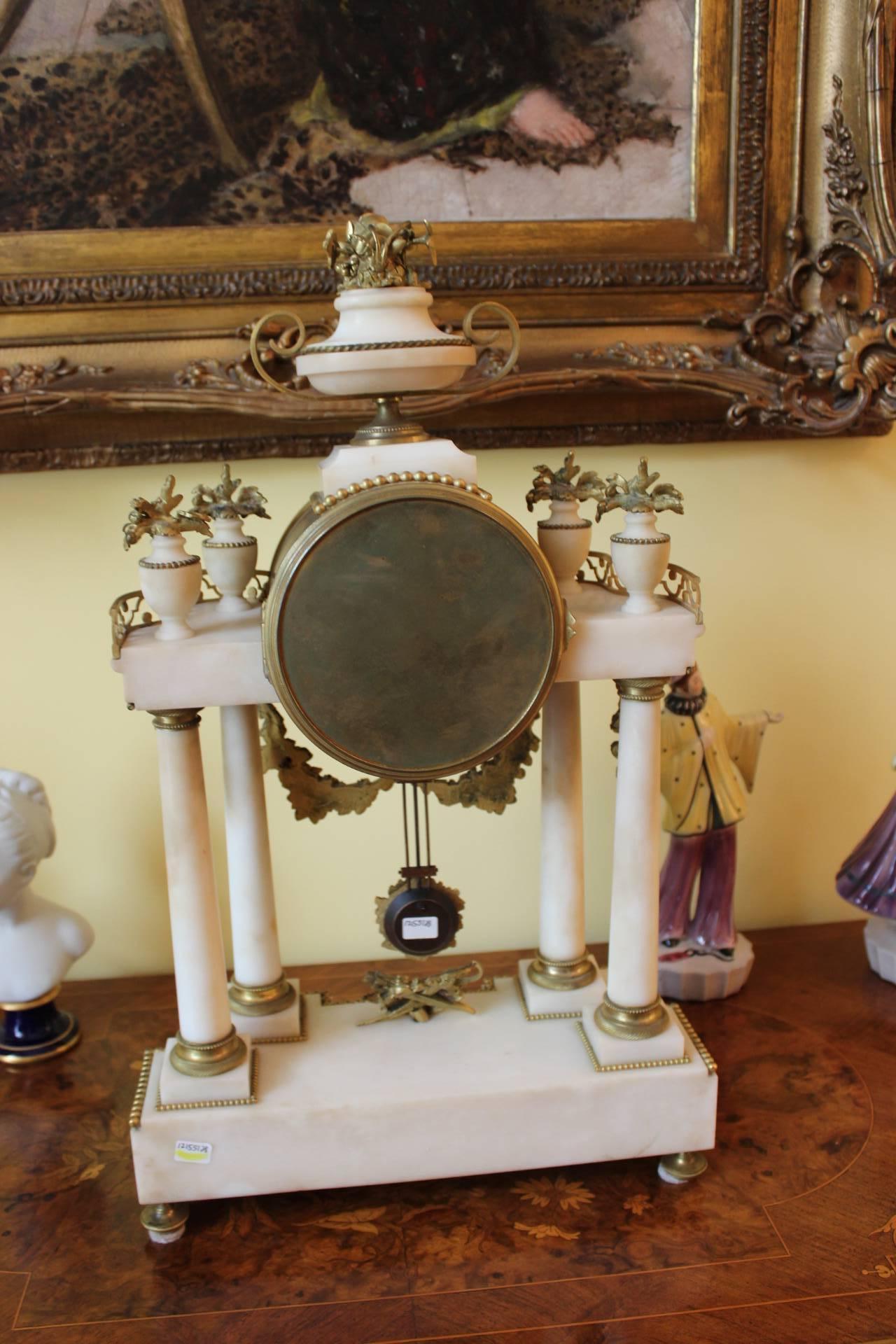 Tiffany Marble and Ormolu-Mounted French Clock In Excellent Condition In Lambertville, NJ