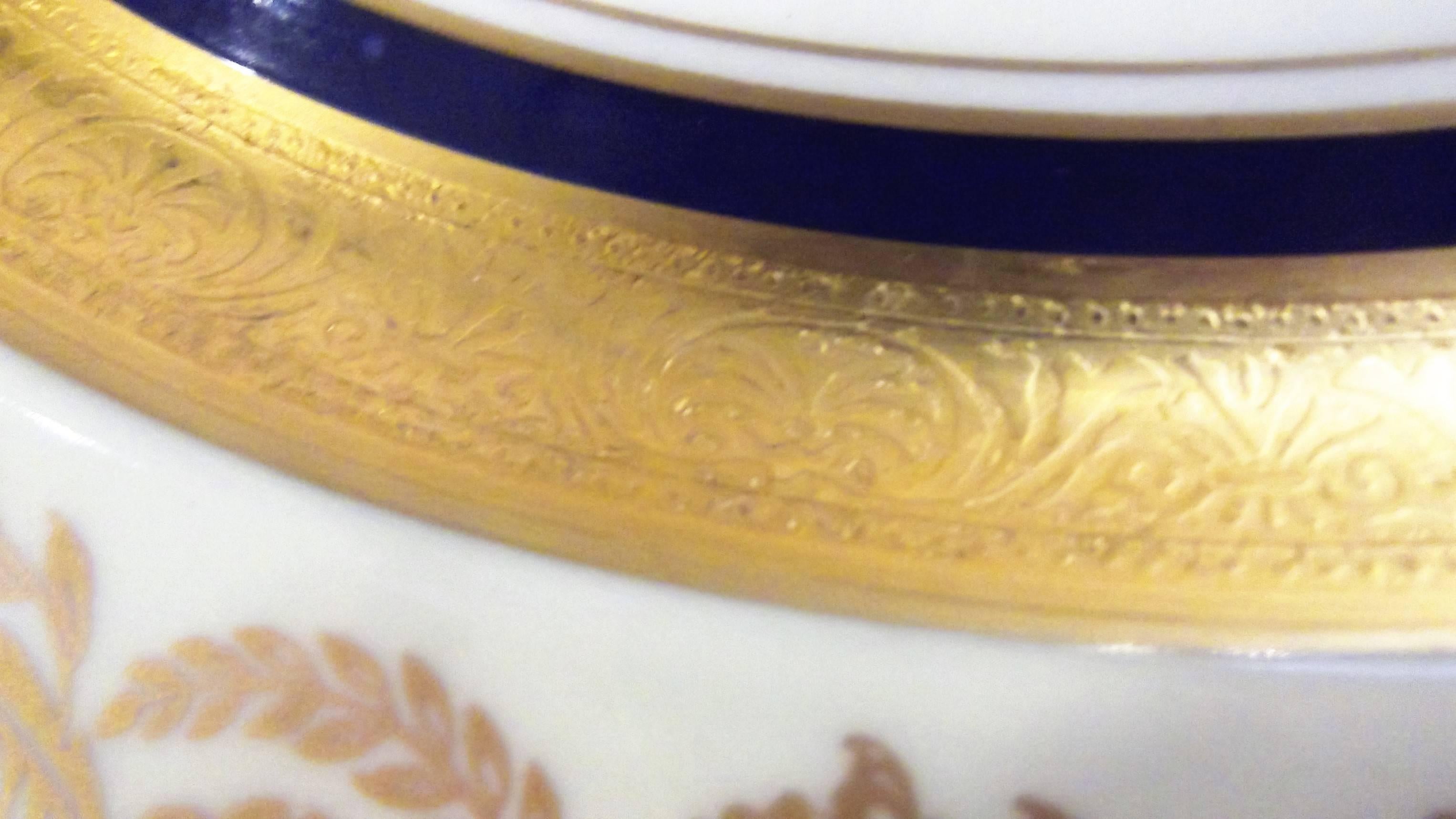 20th Century Set of 12 Cobalt Blue and Gold Cabinet Plates