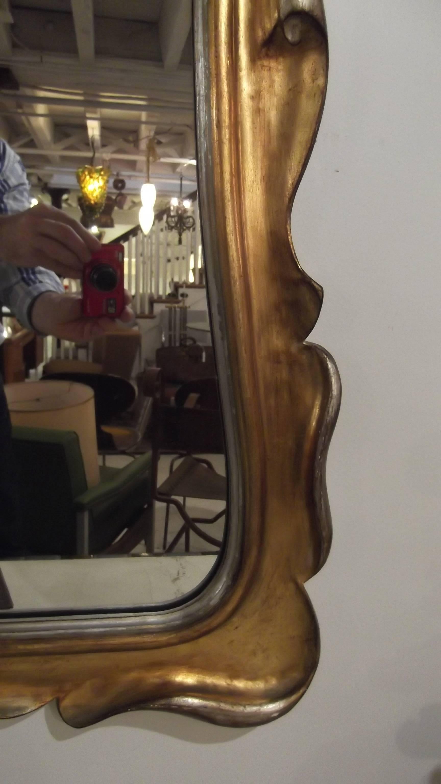Dorothy Draper Silver and Gold Giltwood Mirror In Excellent Condition In Lambertville, NJ