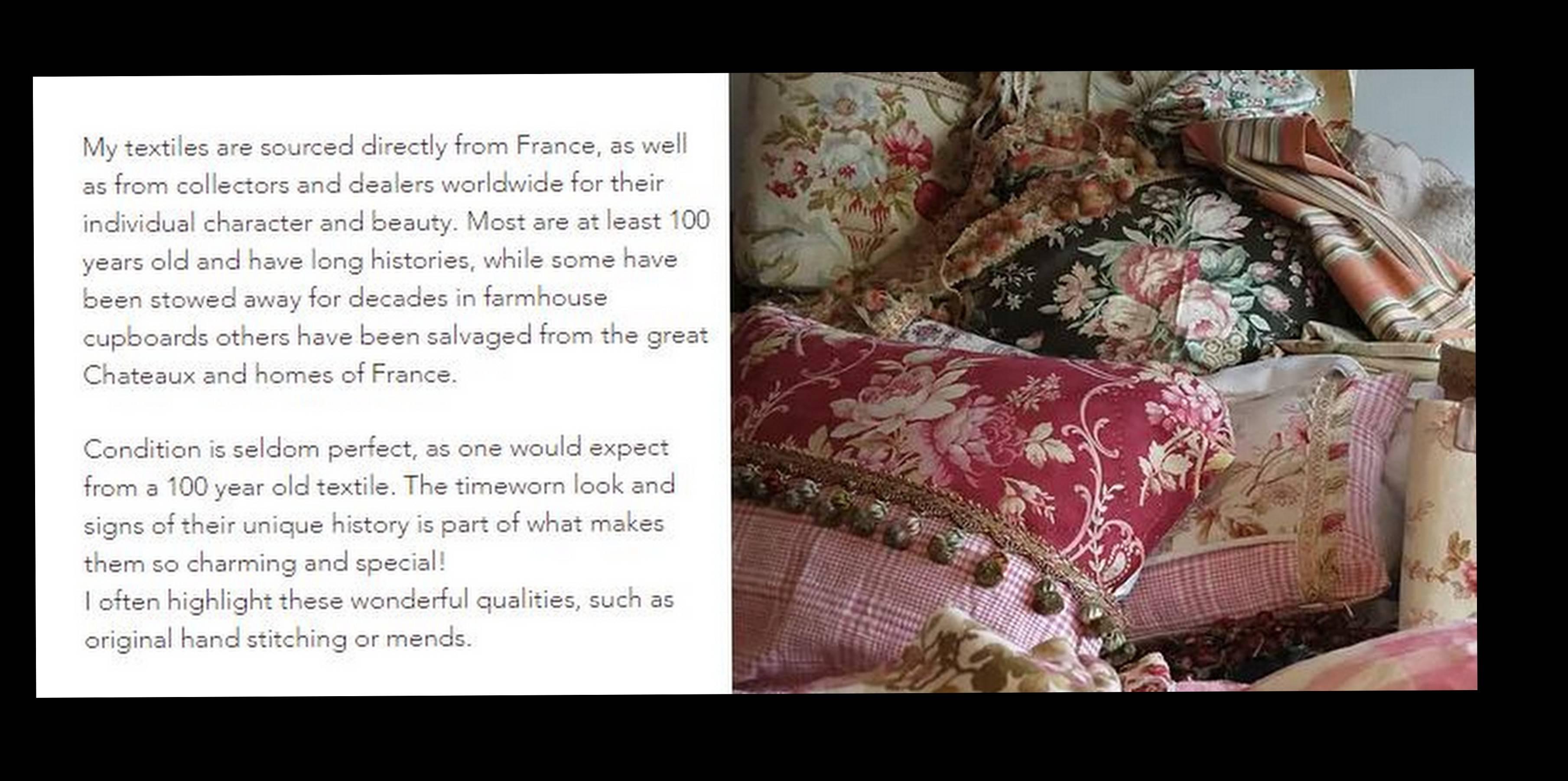 19th Century French Silk Textile Pillow with Metallic Fringe 2