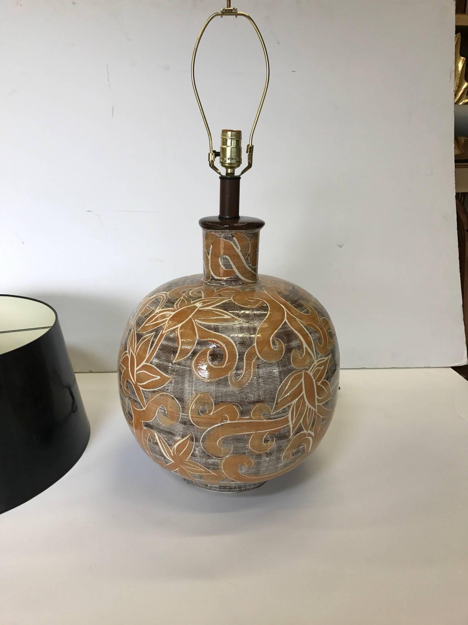 American Large Mid-Century Modern Art Pottery Lamp
