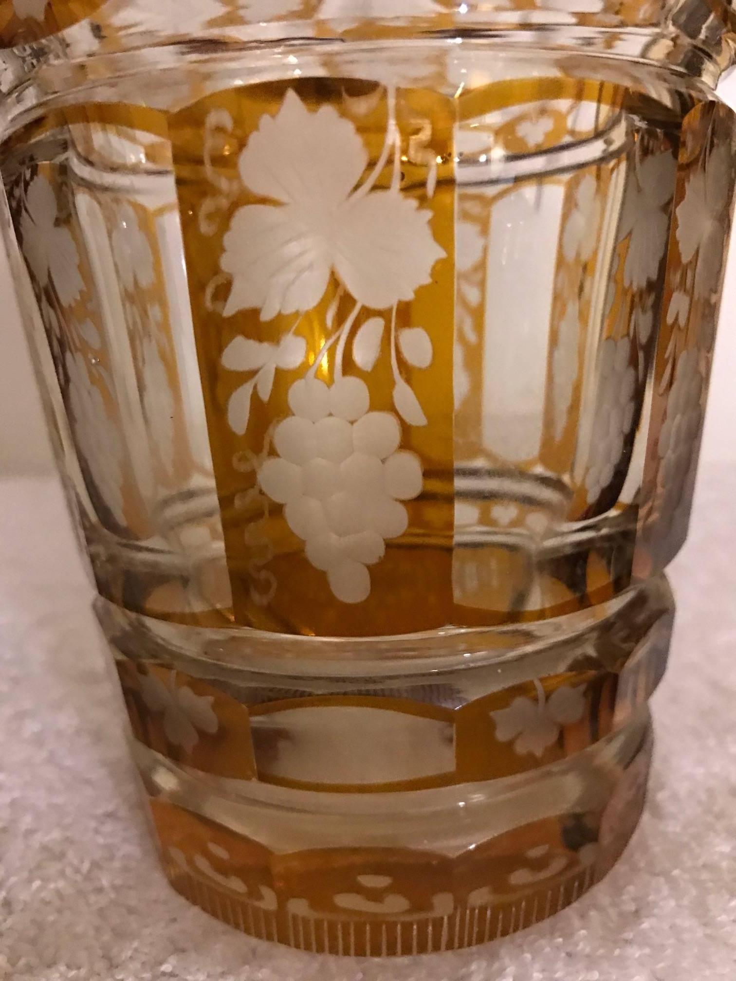 Czech Citrine Yellow Intaglio Cut to Clear Decanter