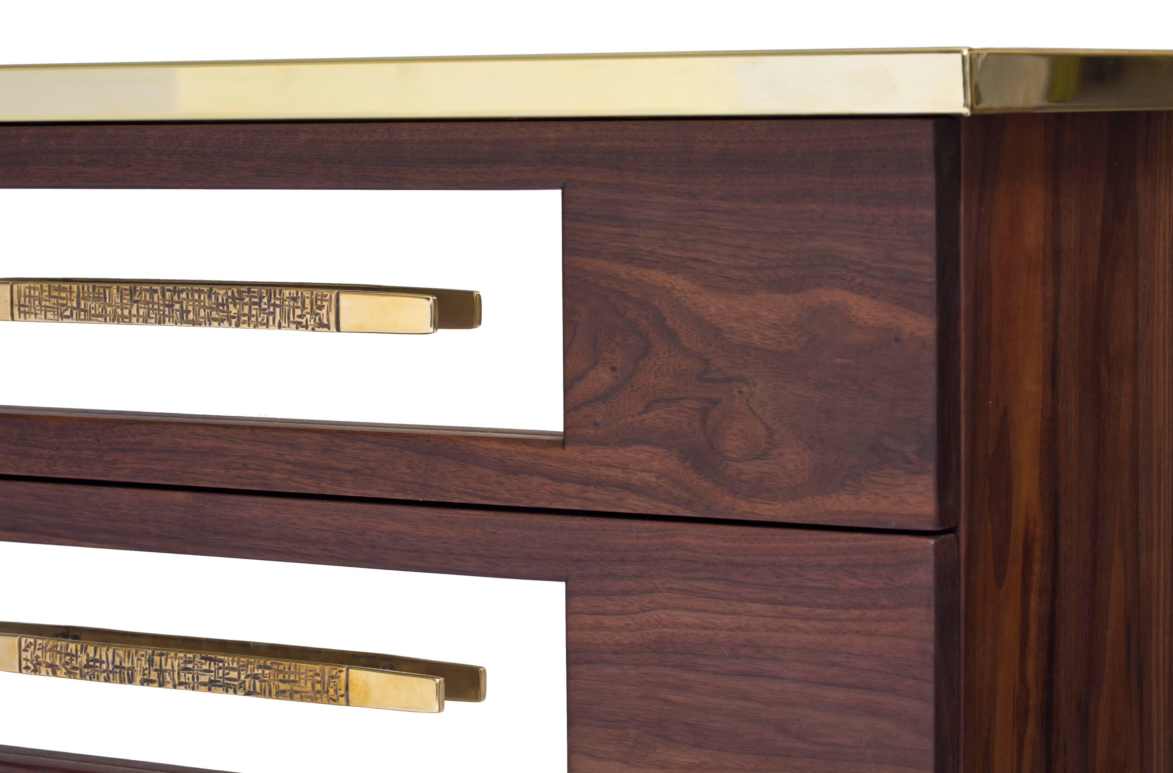 Modern Hand-Crafted Walnut Brass, Stainless and Steel Sideboard by Bret Cavanaugh