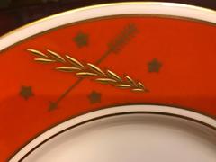 A Very Chic Set of 12 Minton England Raised Gilt Accent Plates