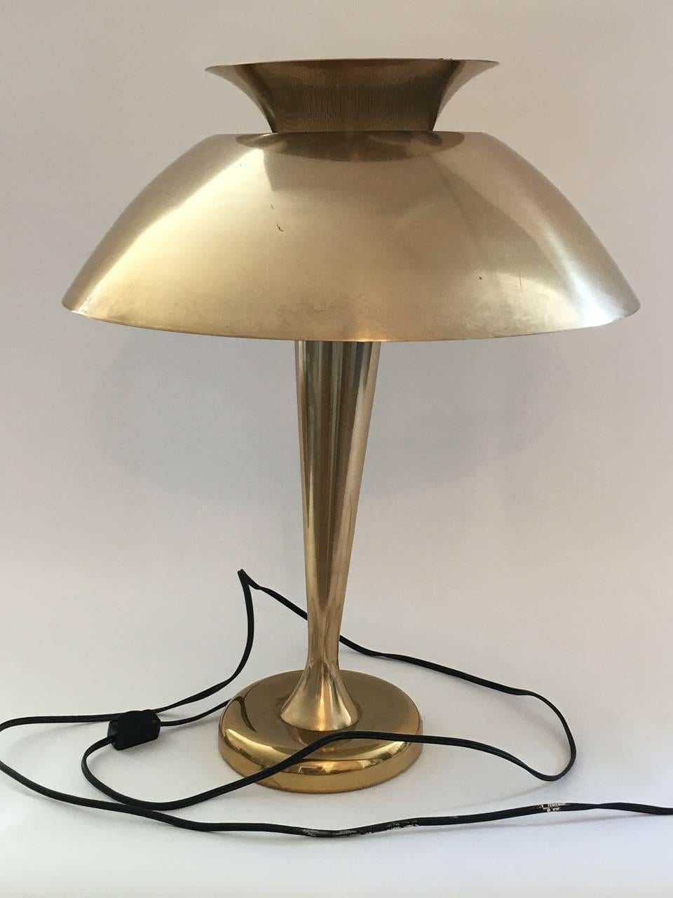 Art Moderne Anodized Spun Aluminum Table Lamp Soundrite Corp 1