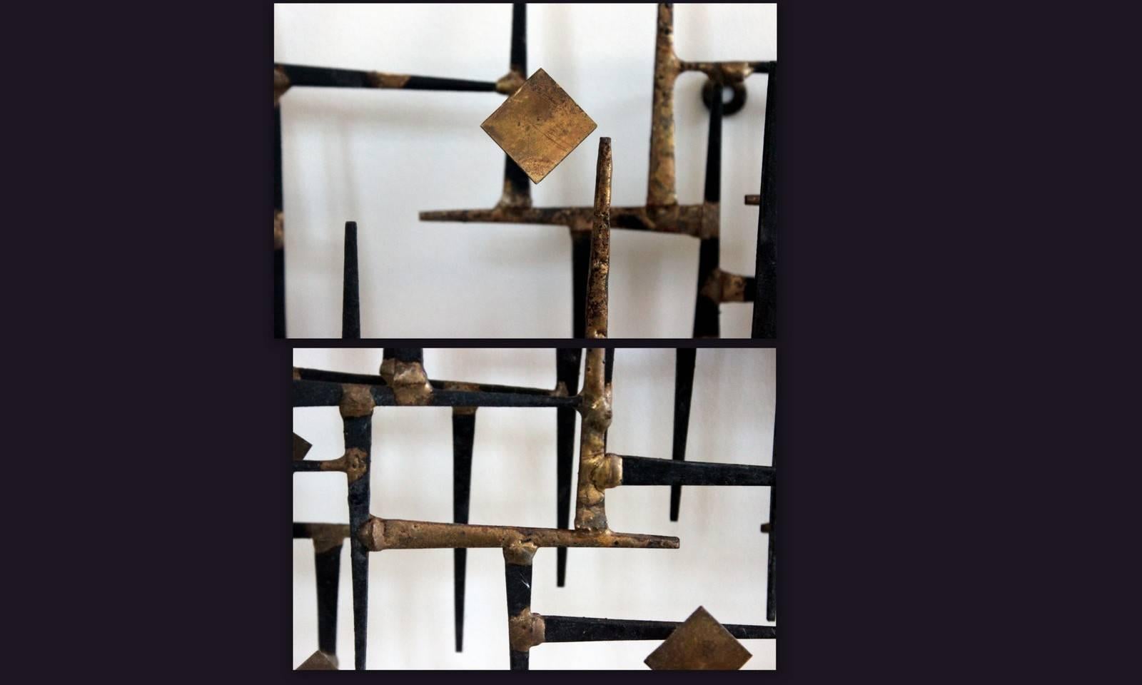 Brutalist Abstract Wall Mount Sculpture with Quartz Pieces by Jim Gary 2