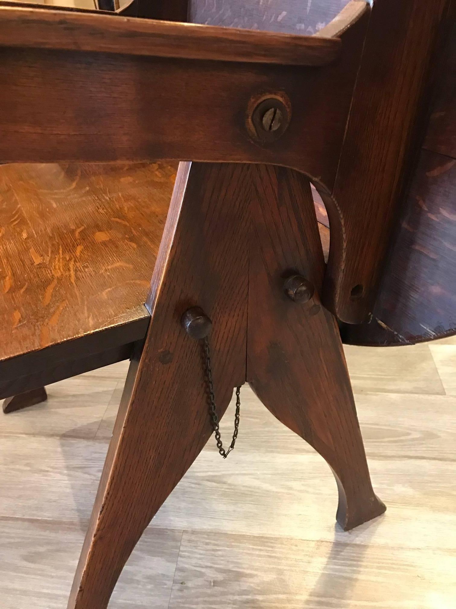 Arts and Crafts Oak Convertible Chair Table 4
