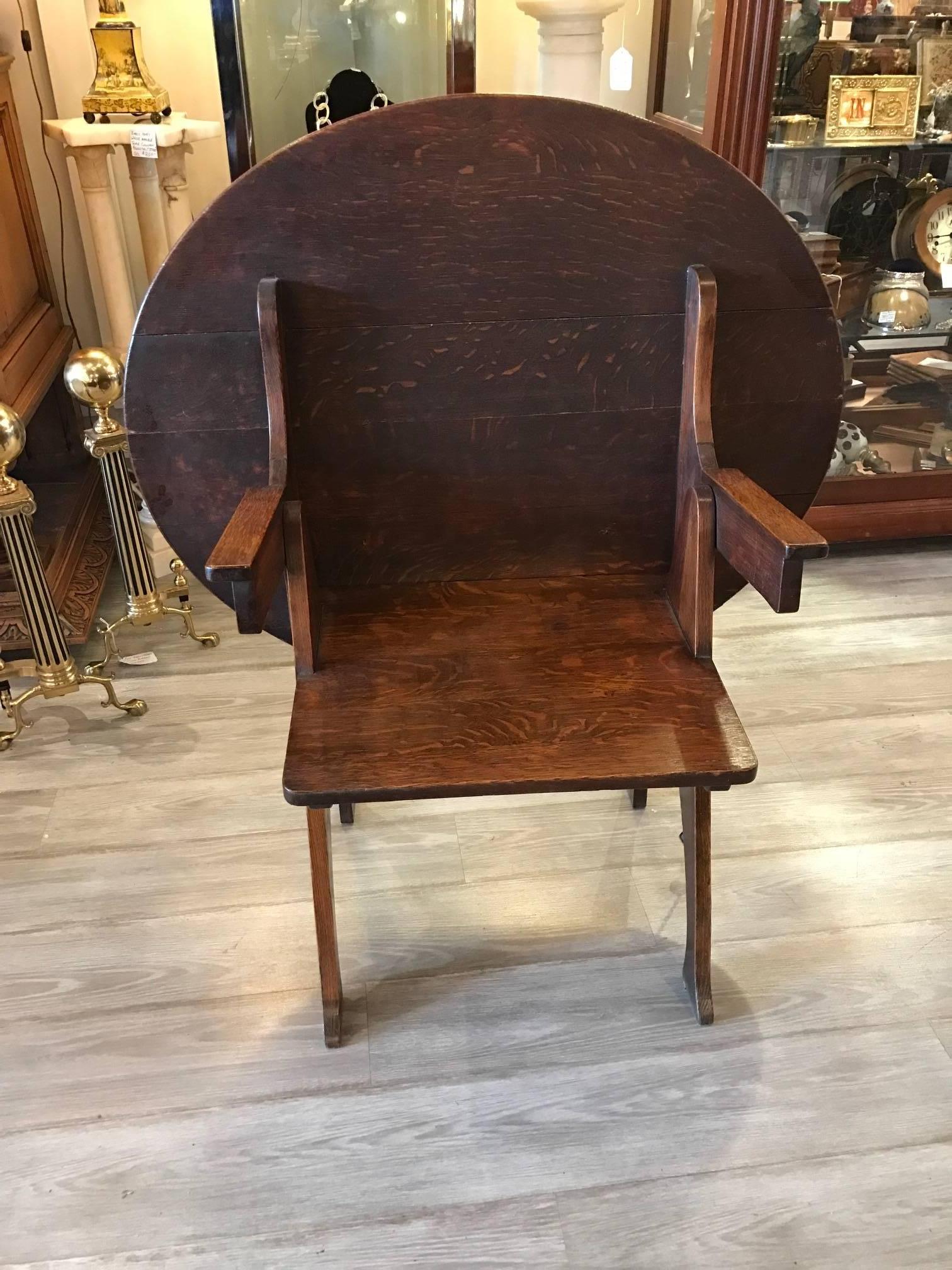 20th Century Arts and Crafts Oak Convertible Chair Table