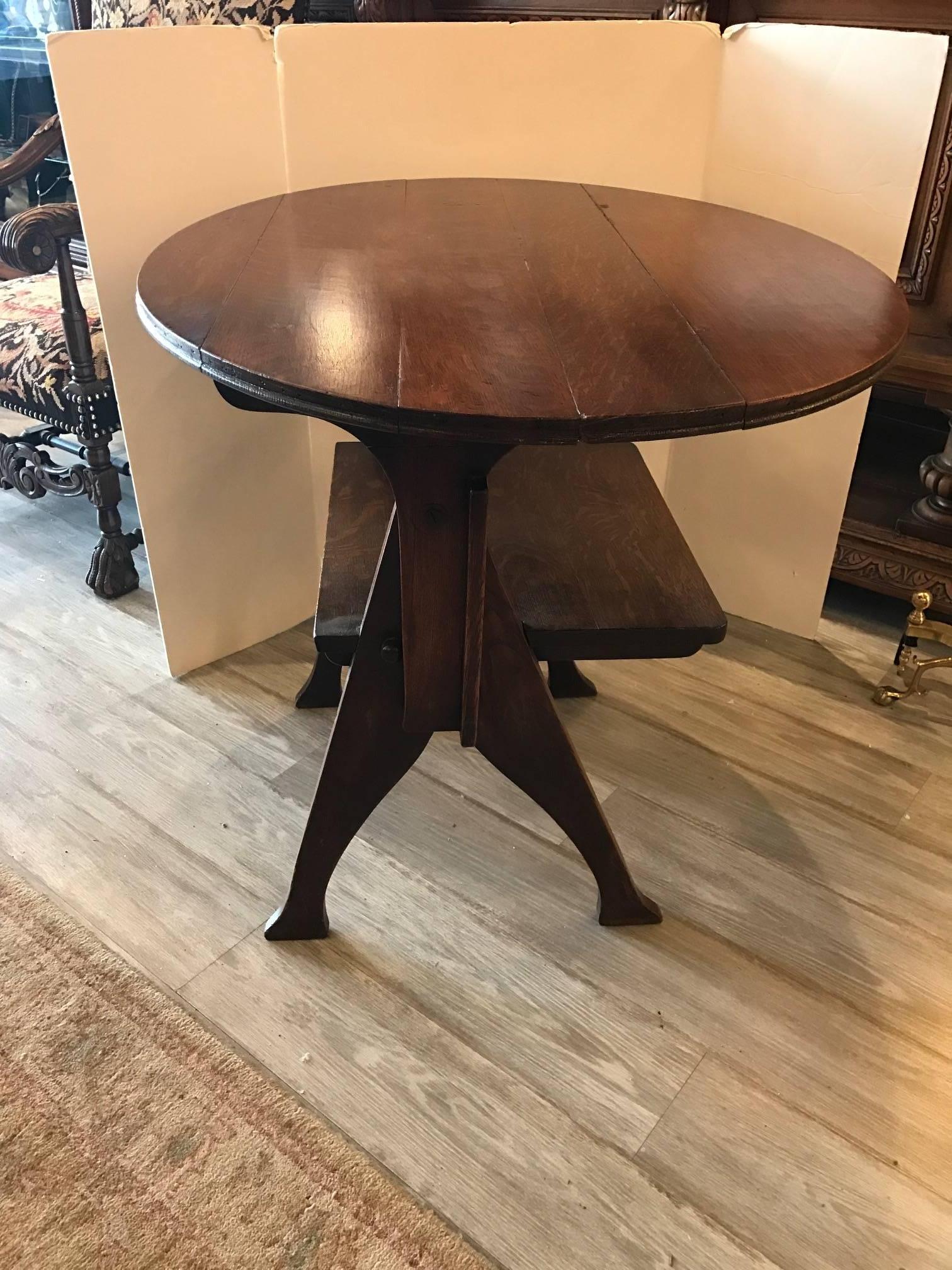 Arts and Crafts Oak Convertible Chair Table 2